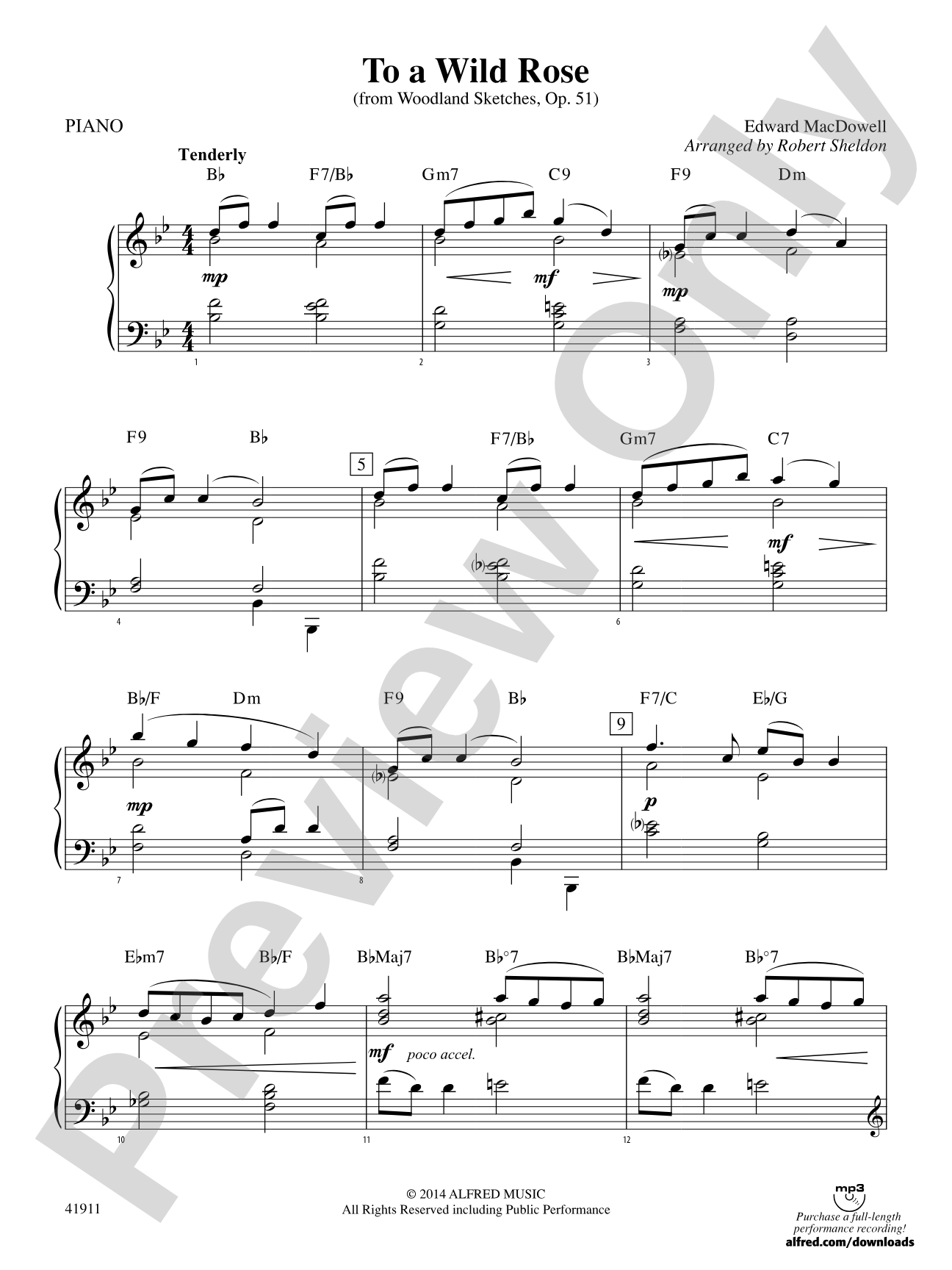 To a Wild Rose (from Woodland Sketches, Op. 51): Piano Accompaniment