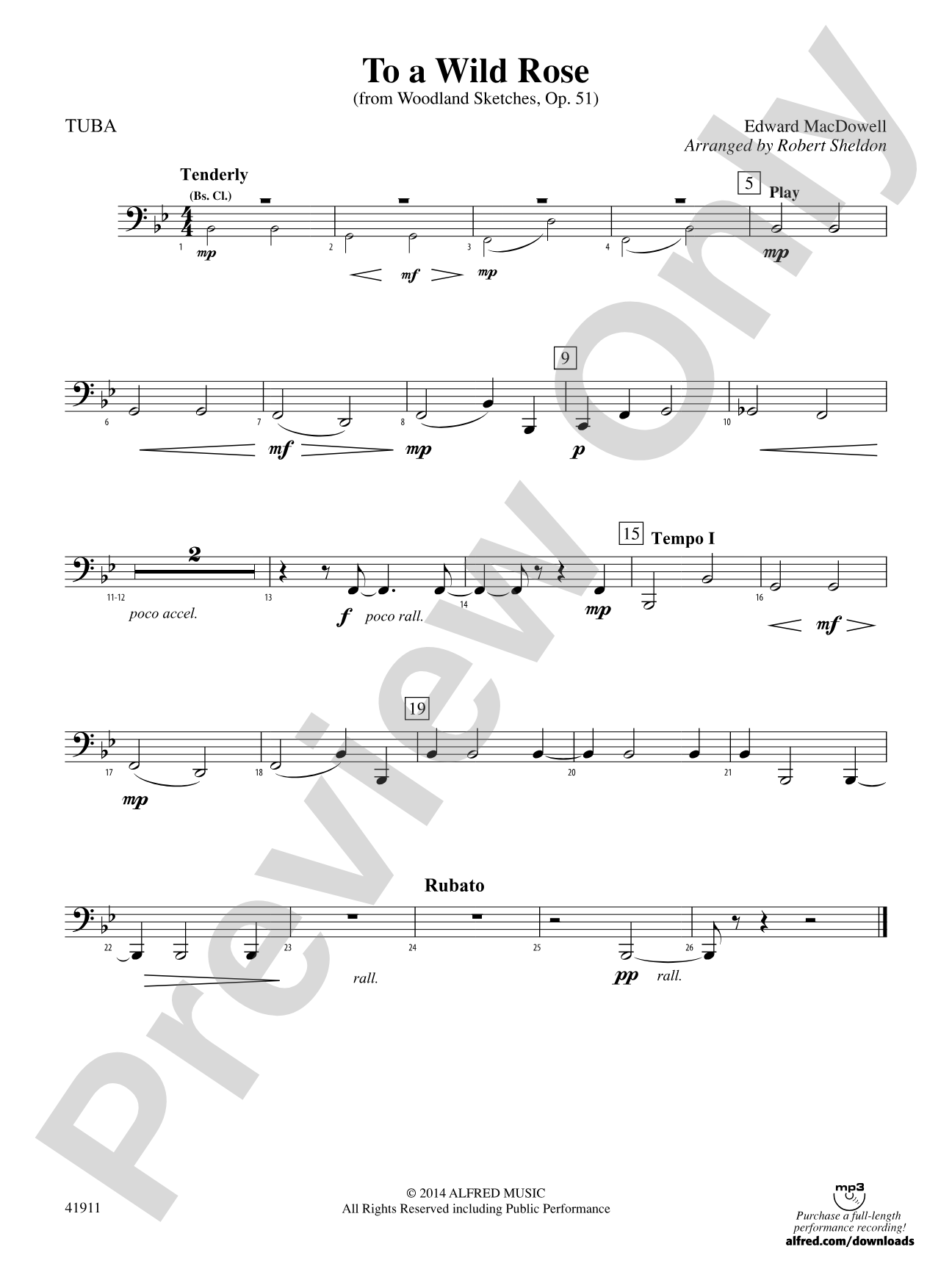 To a Wild Rose (from Woodland Sketches, Op. 51): Tuba