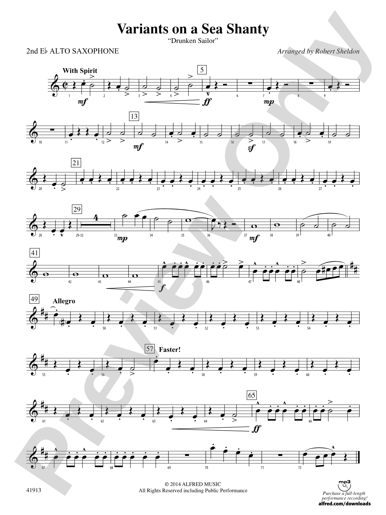 Variants on a Sea Shanty: 2nd E-flat Alto Saxophone