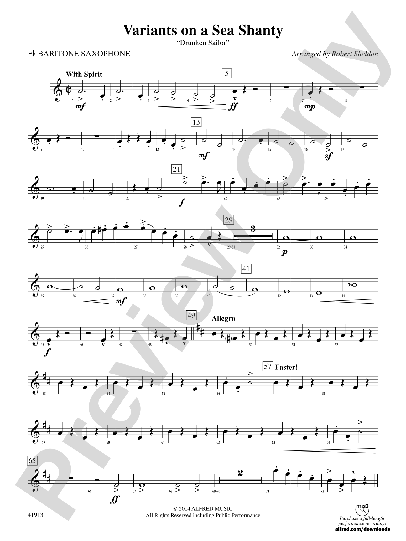 Variants on a Sea Shanty: E-flat Baritone Saxophone