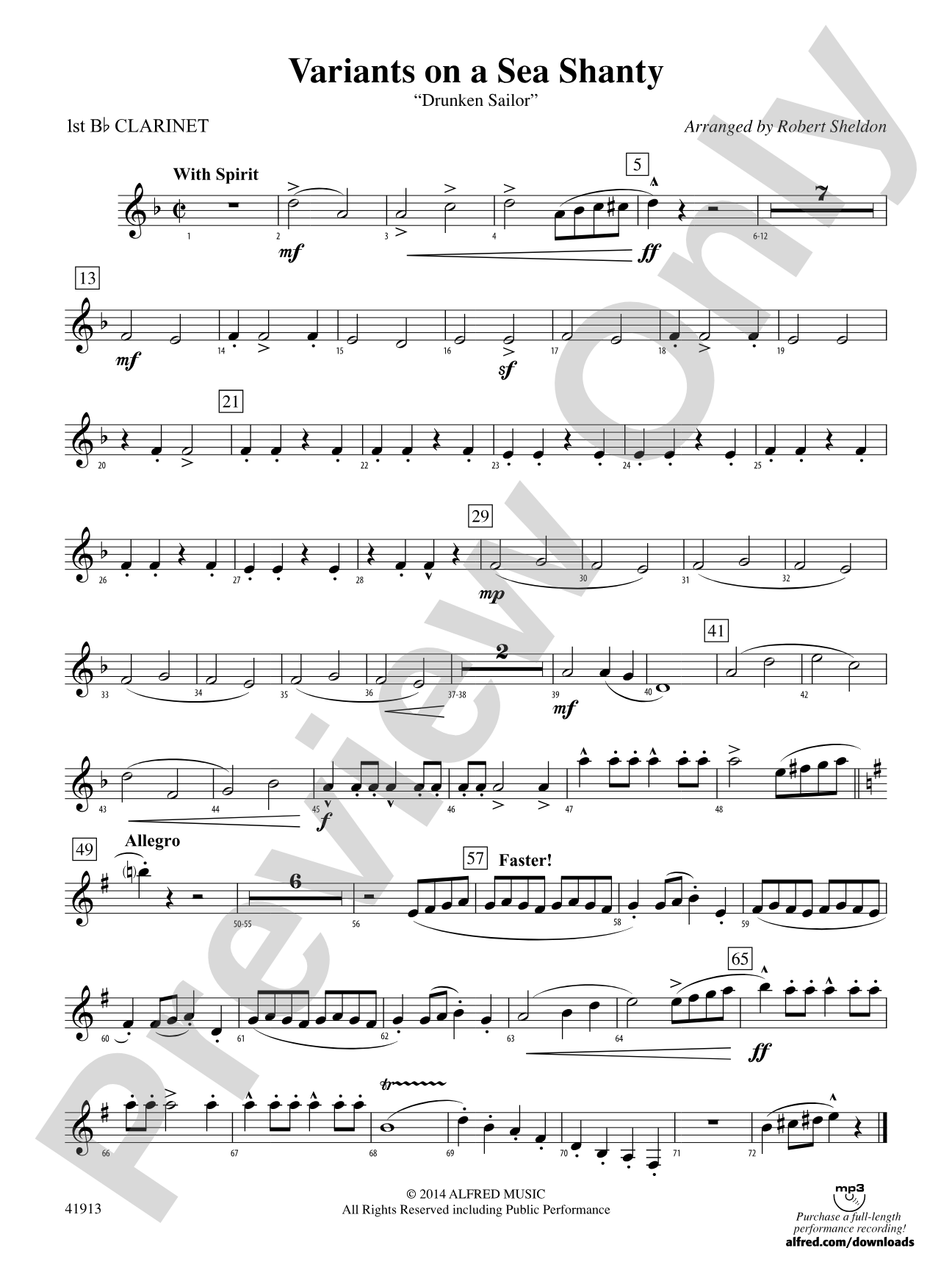 Variants on a Sea Shanty: 1st B-flat Clarinet