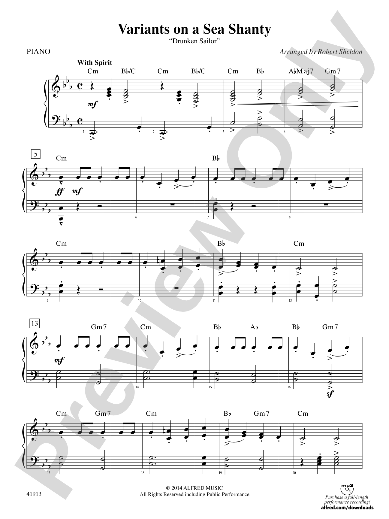Variants on a Sea Shanty: Piano Accompaniment