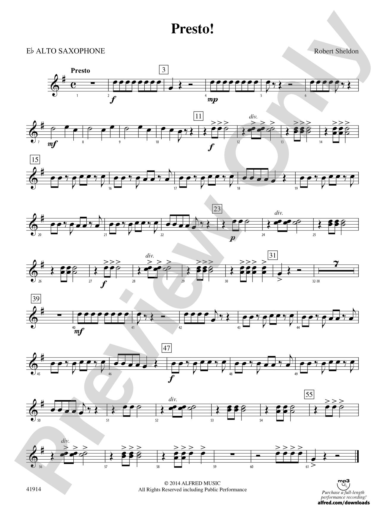 Presto!: E-flat Alto Saxophone