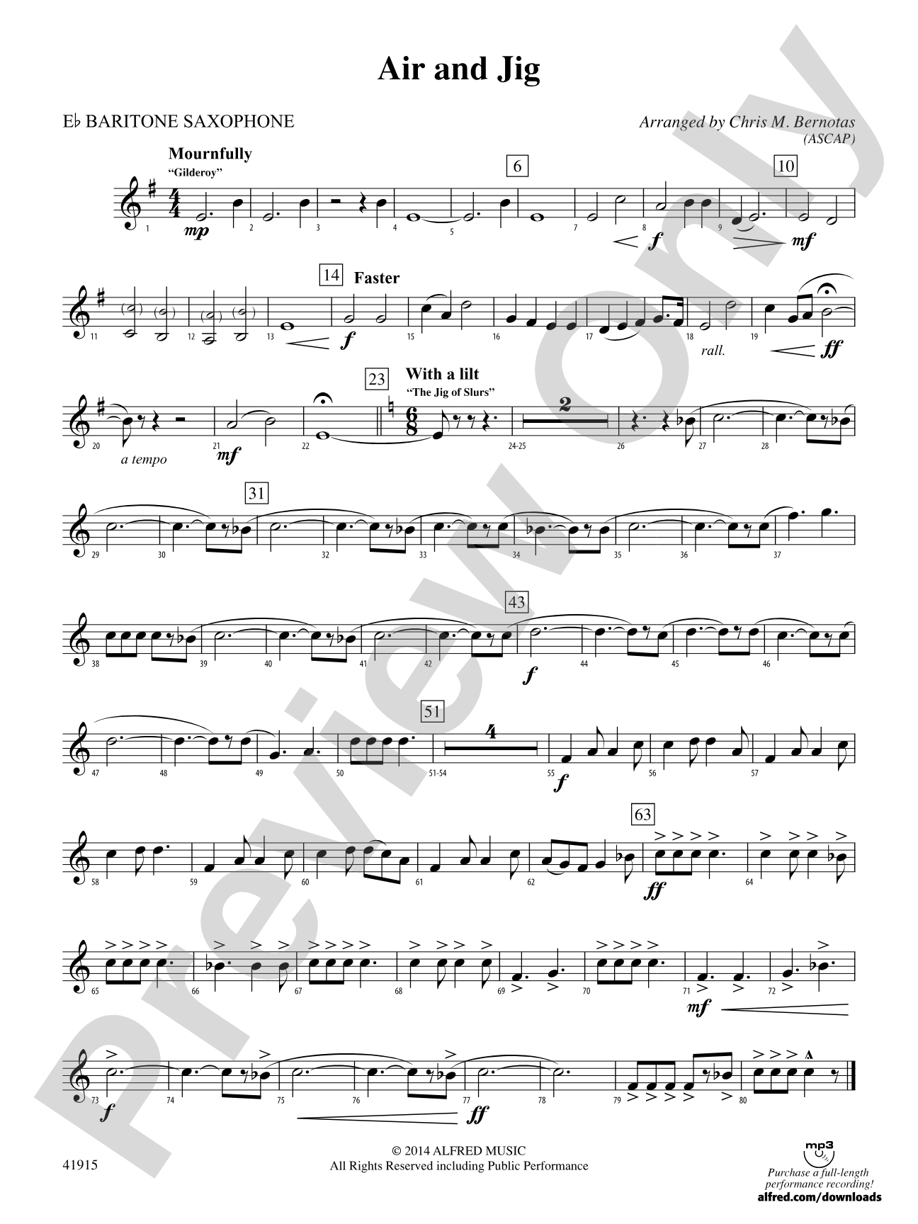 Air and Jig: E-flat Baritone Saxophone