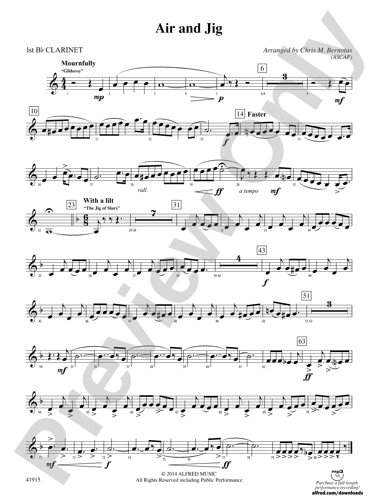 Air and Jig: 1st B-flat Clarinet