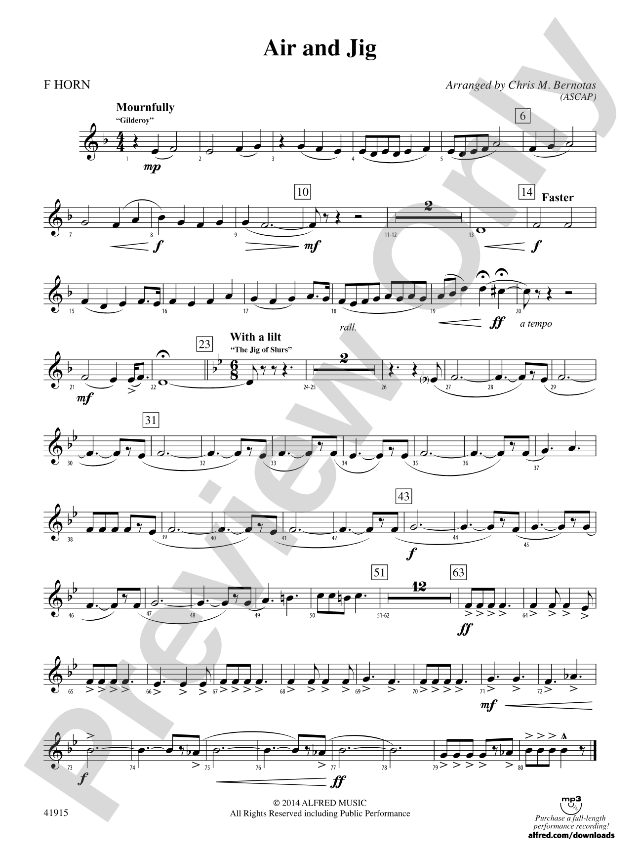 Air and Jig: 1st F Horn