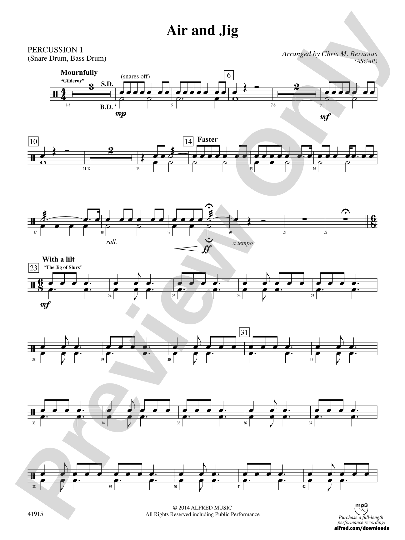 Air and Jig: 1st Percussion