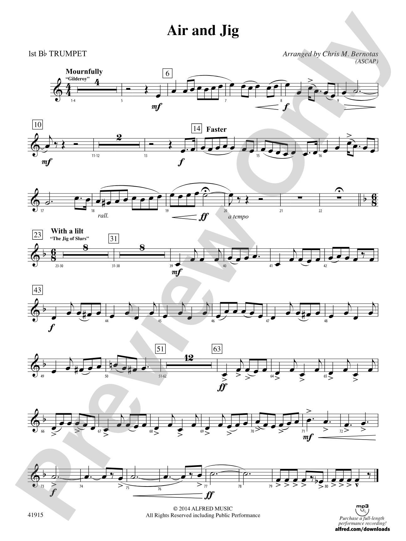 Air and Jig: 1st B-flat Trumpet