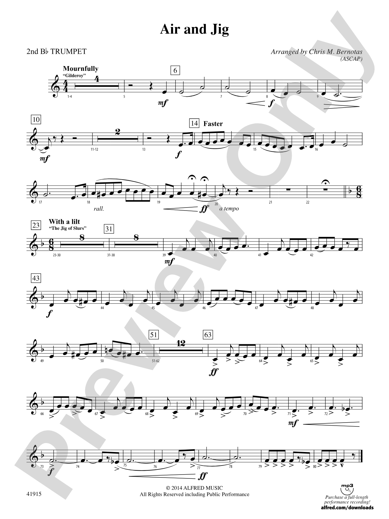 Air and Jig: 2nd B-flat Trumpet