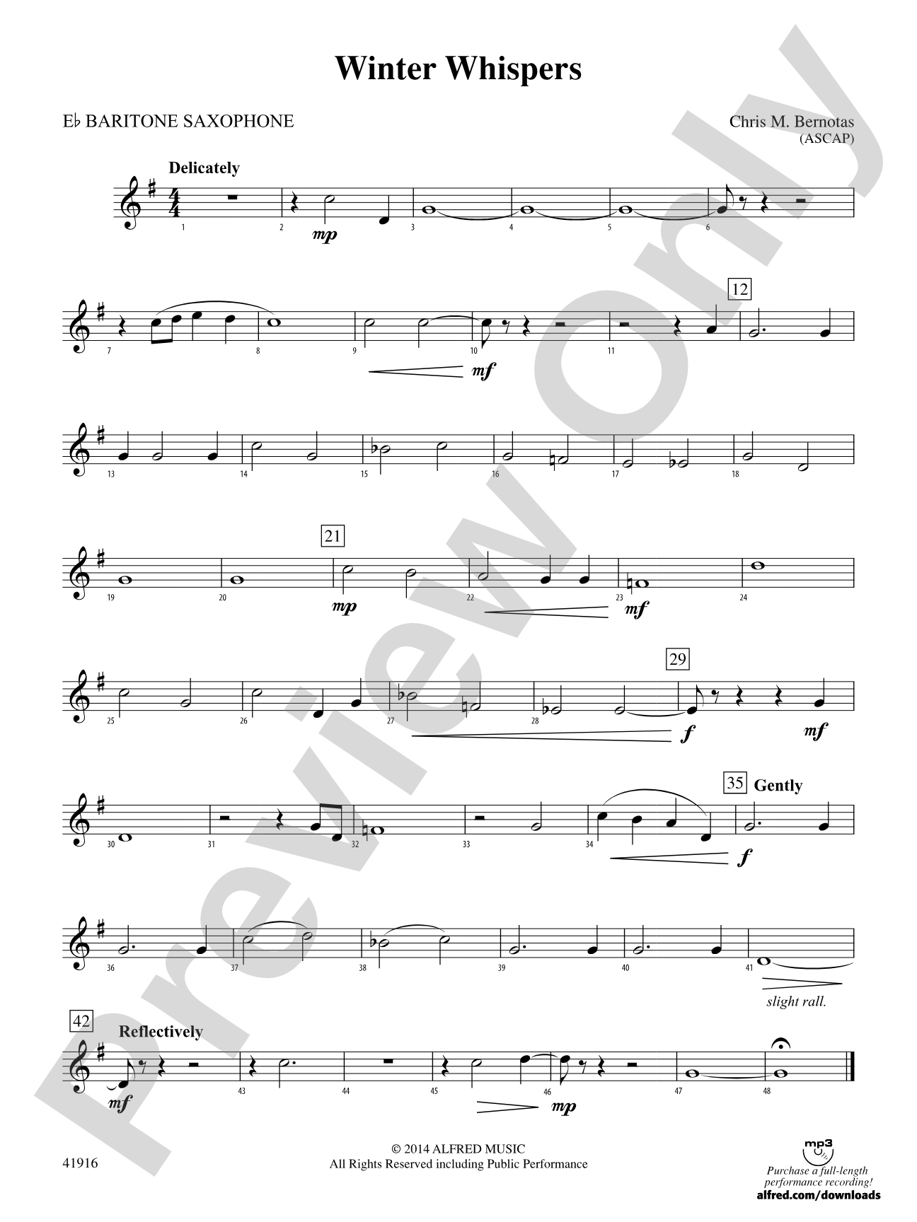 Winter Whispers: E-flat Baritone Saxophone