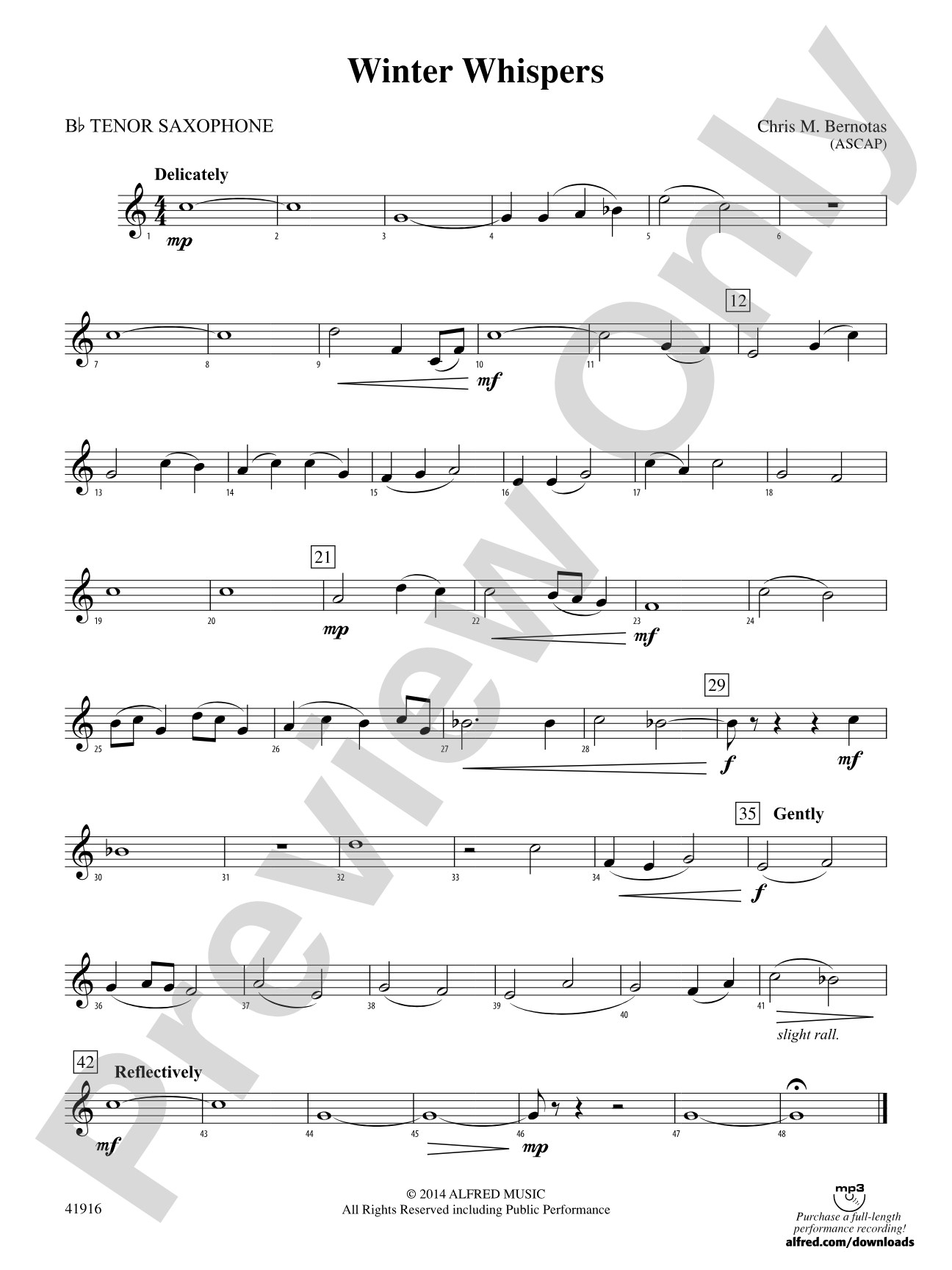 Winter Whispers: B-flat Tenor Saxophone