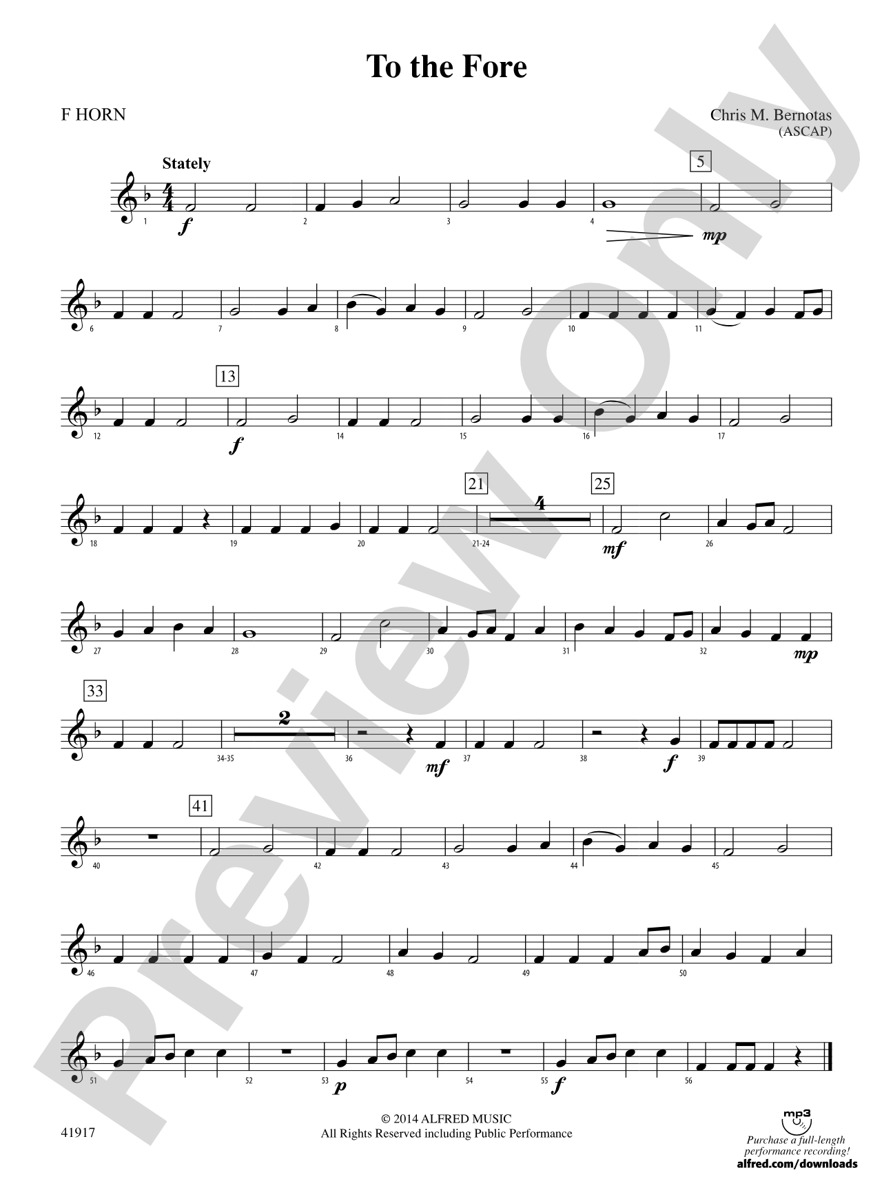 To the Fore: 1st F Horn