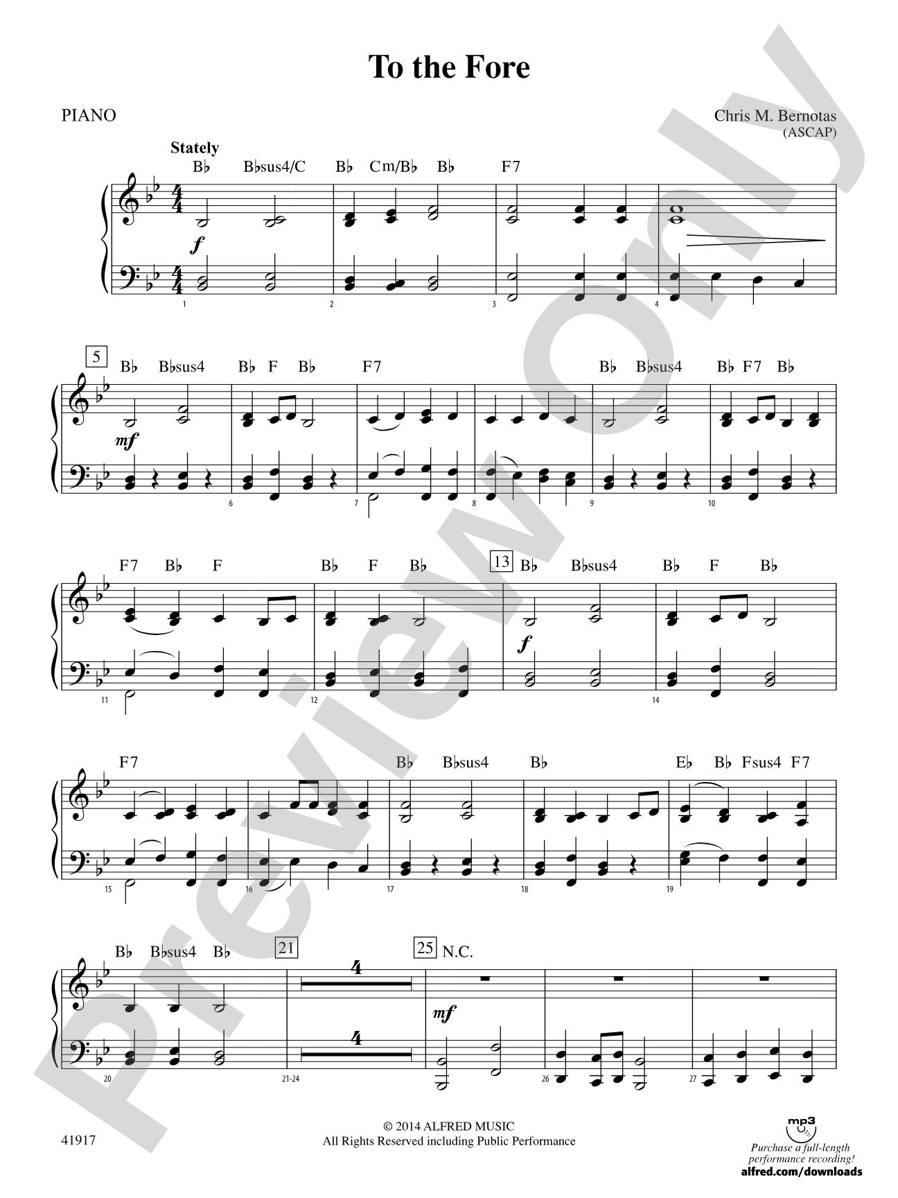To the Fore: Piano Accompaniment
