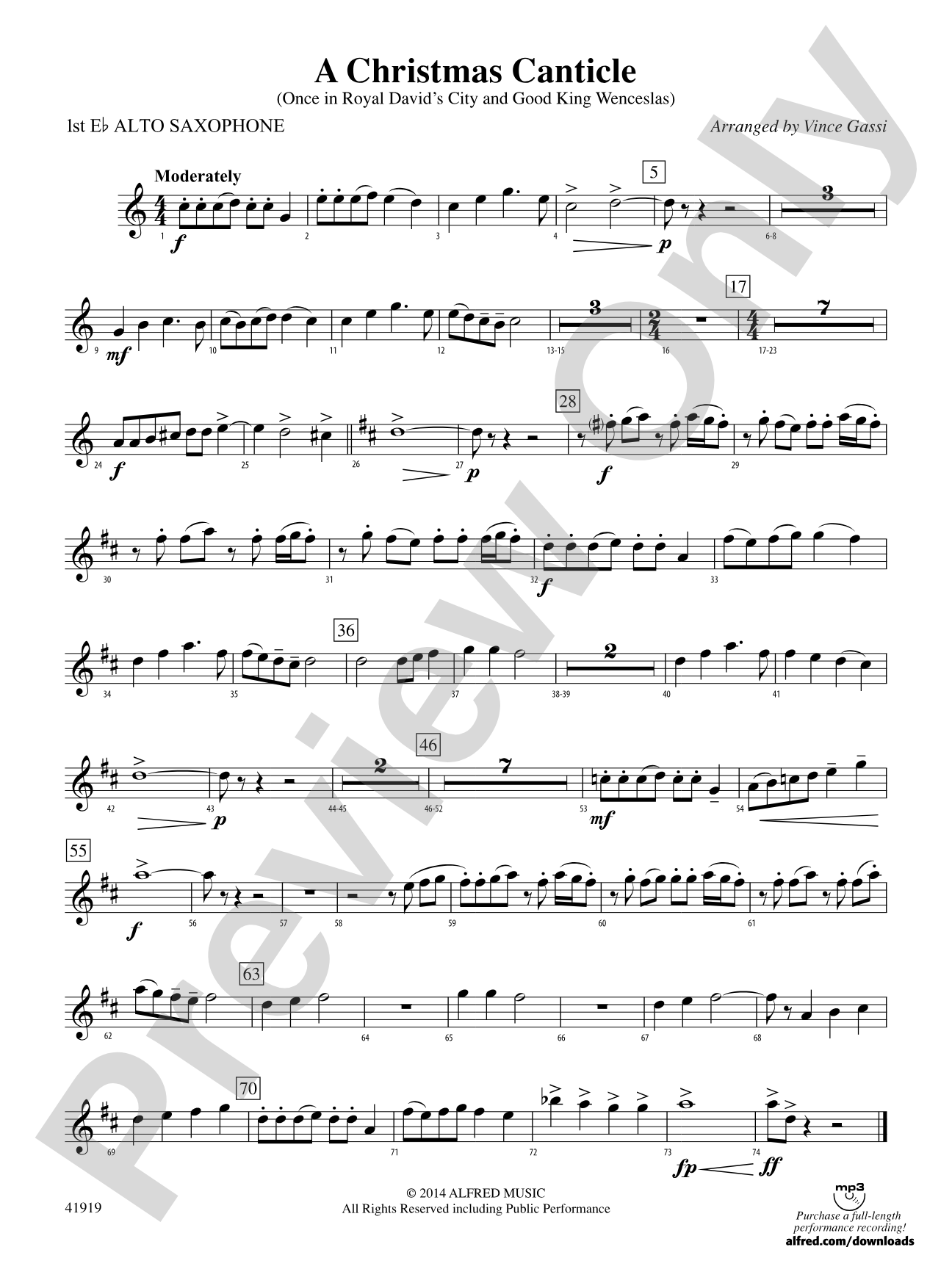 A Christmas Canticle: E-flat Alto Saxophone