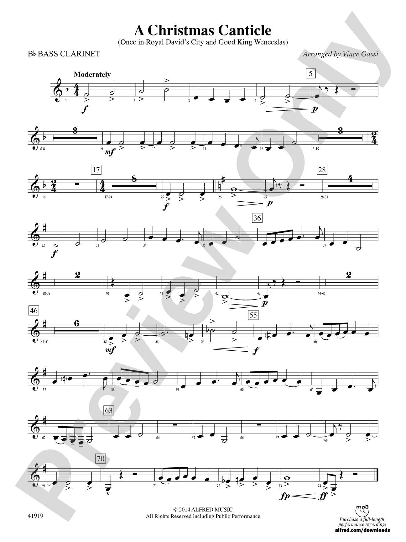 A Christmas Canticle: B-flat Bass Clarinet