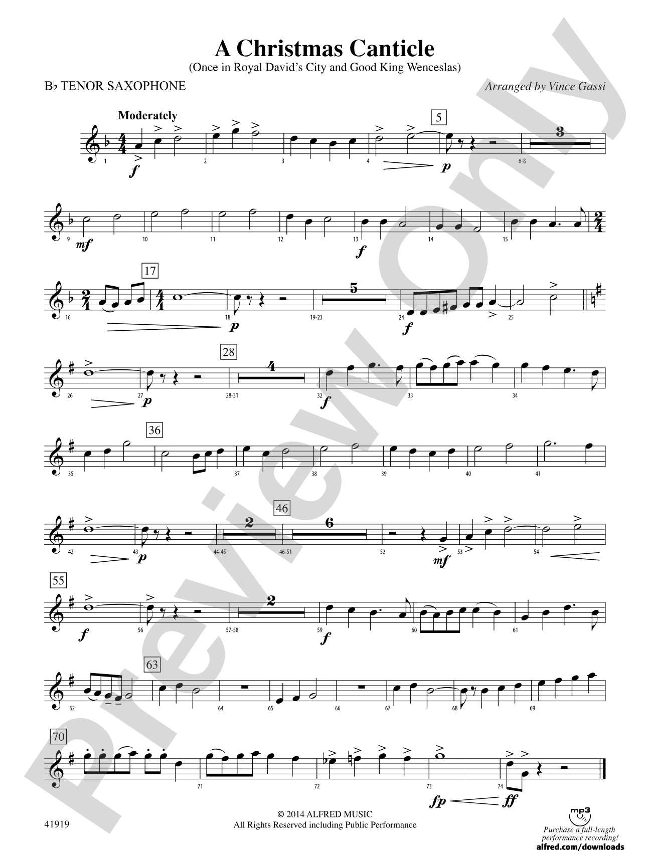 A Christmas Canticle: B-flat Tenor Saxophone
