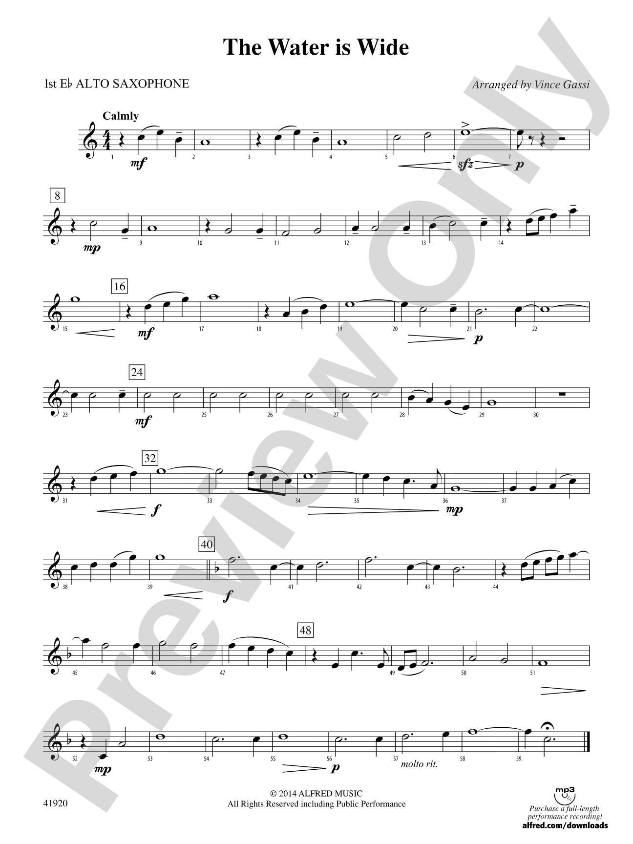 The Water Is Wide: E-flat Alto Saxophone