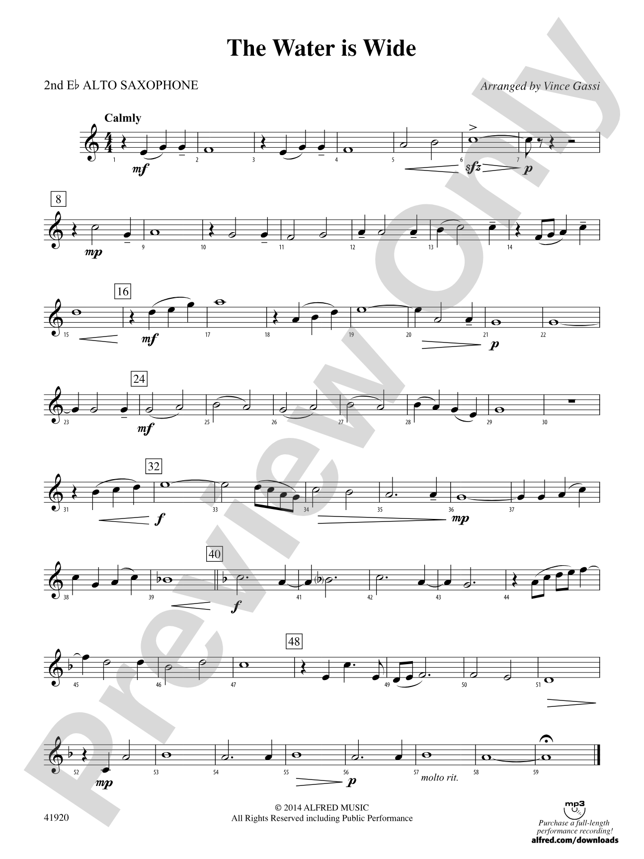 The Water Is Wide: 2nd E-flat Alto Saxophone