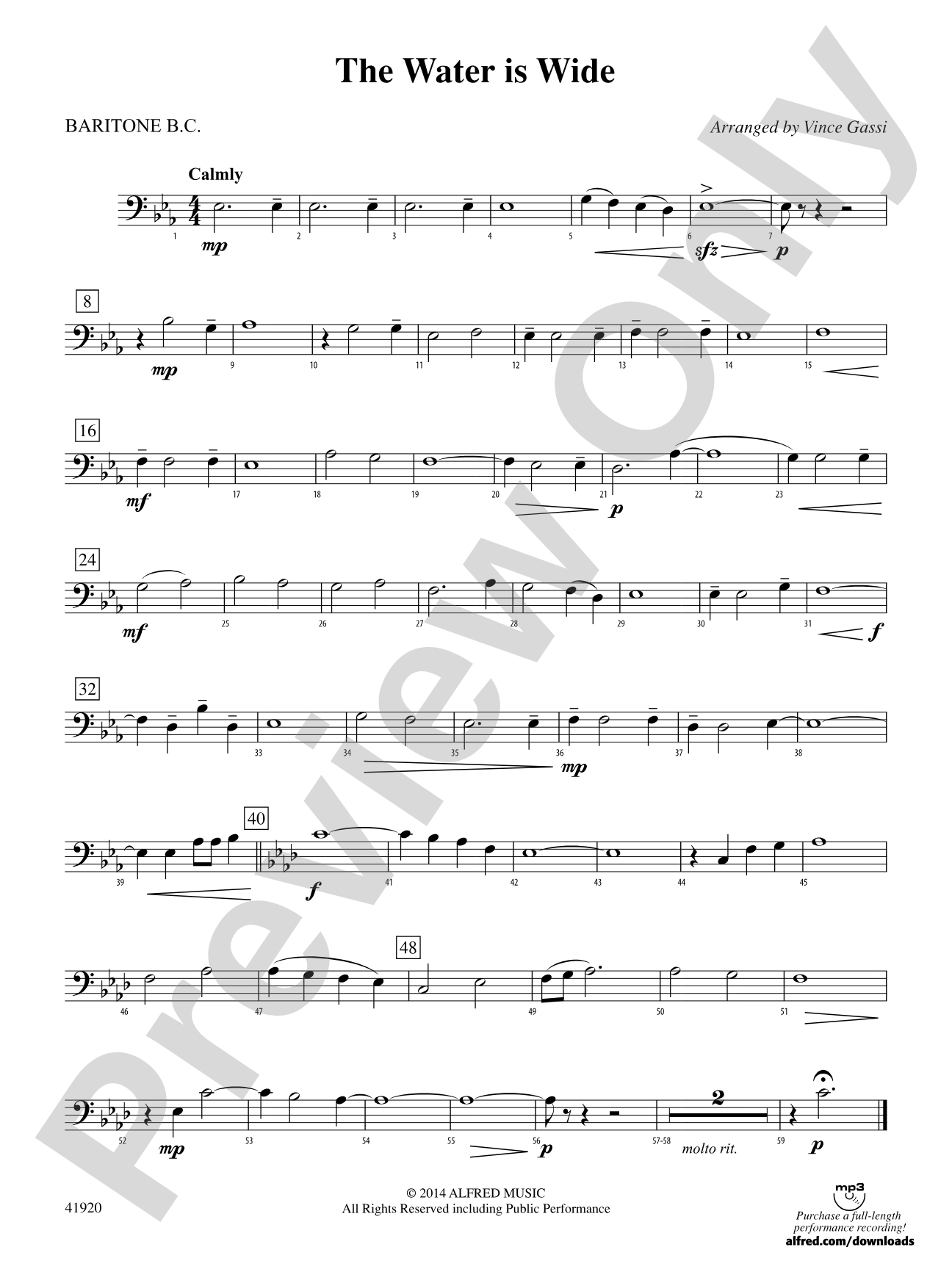 The Water Is Wide: Baritone B.C.