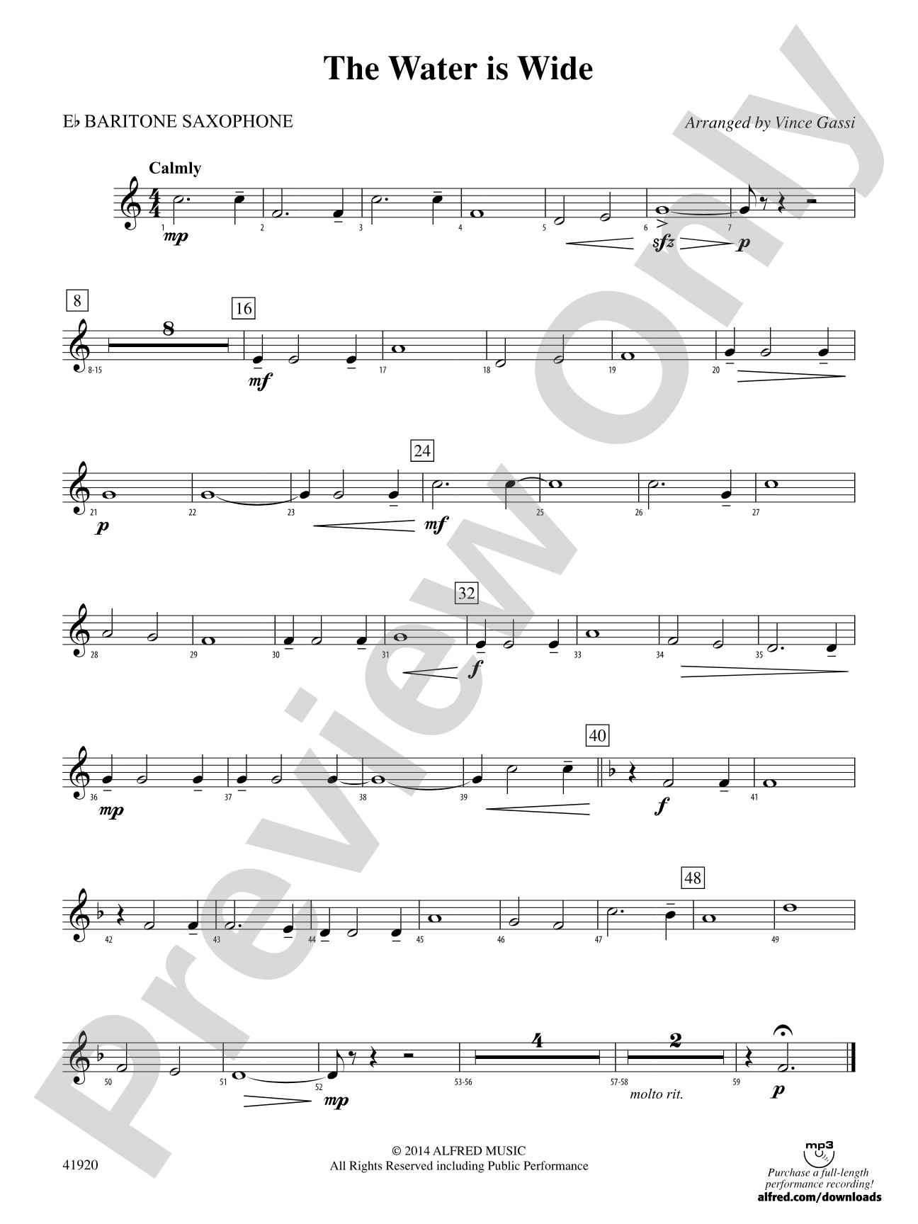 The Water Is Wide: E-flat Baritone Saxophone