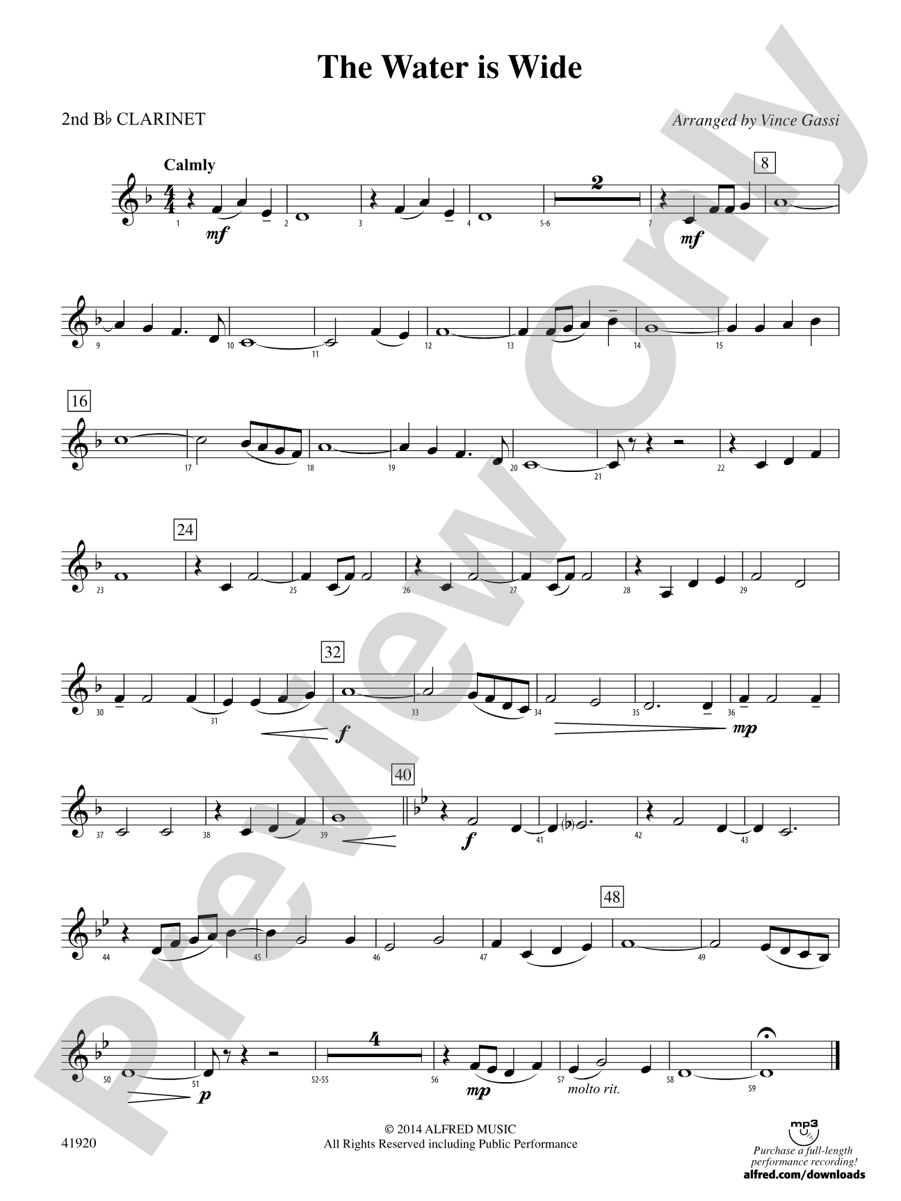 The Water Is Wide: 2nd B-flat Clarinet