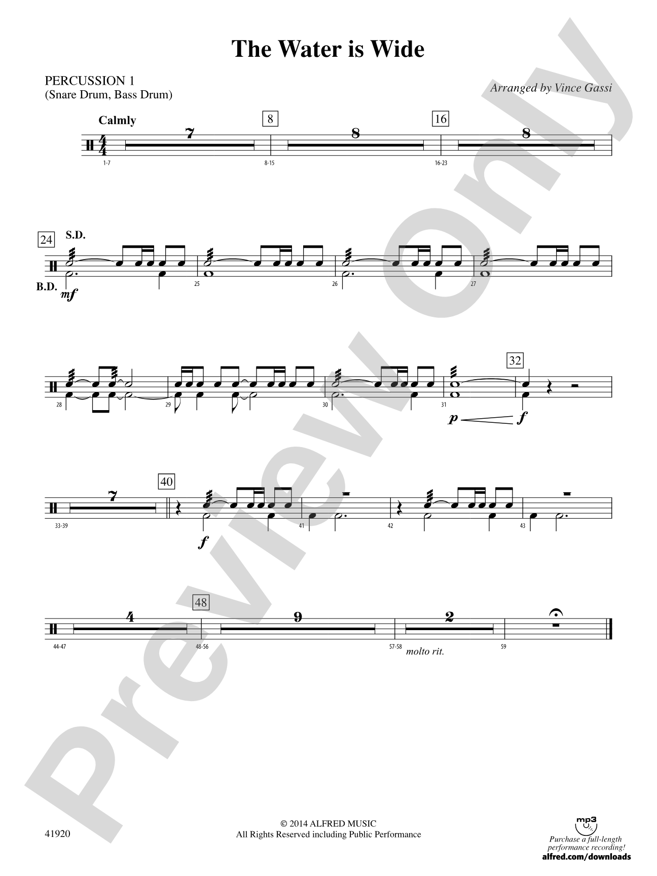 The Water Is Wide: 1st Percussion