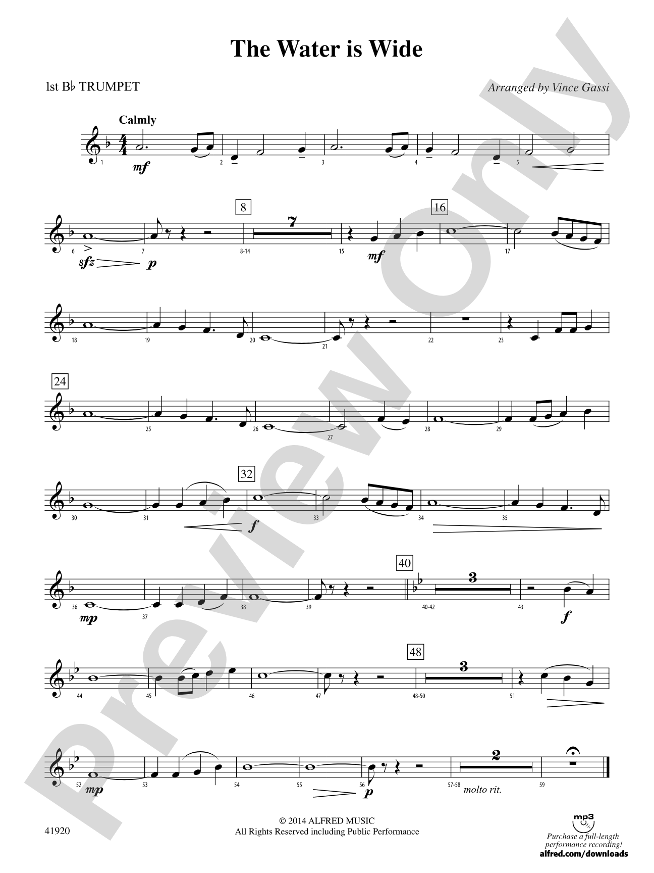 The Water Is Wide: 1st B-flat Trumpet