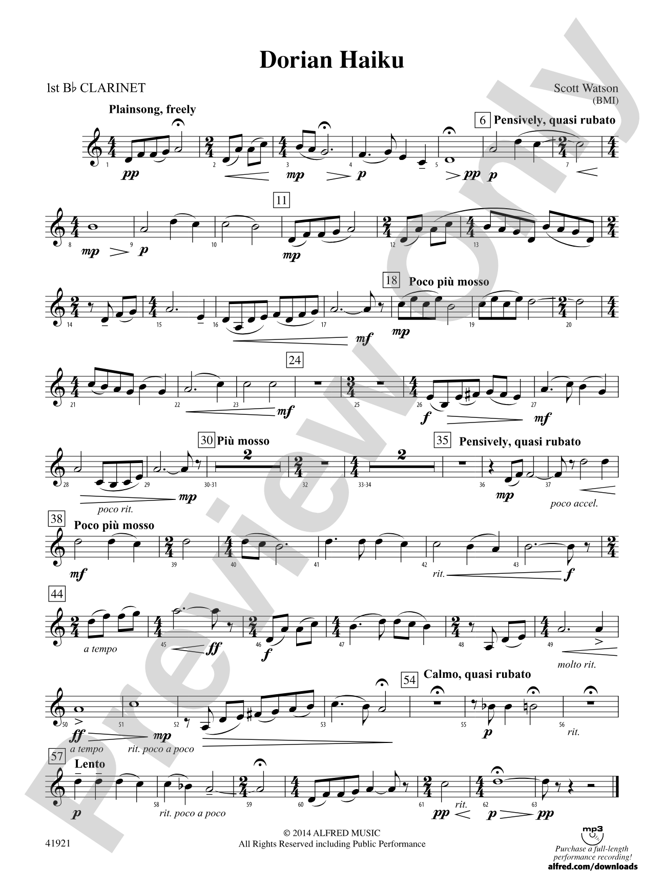 Dorian Haiku: 1st B-flat Clarinet