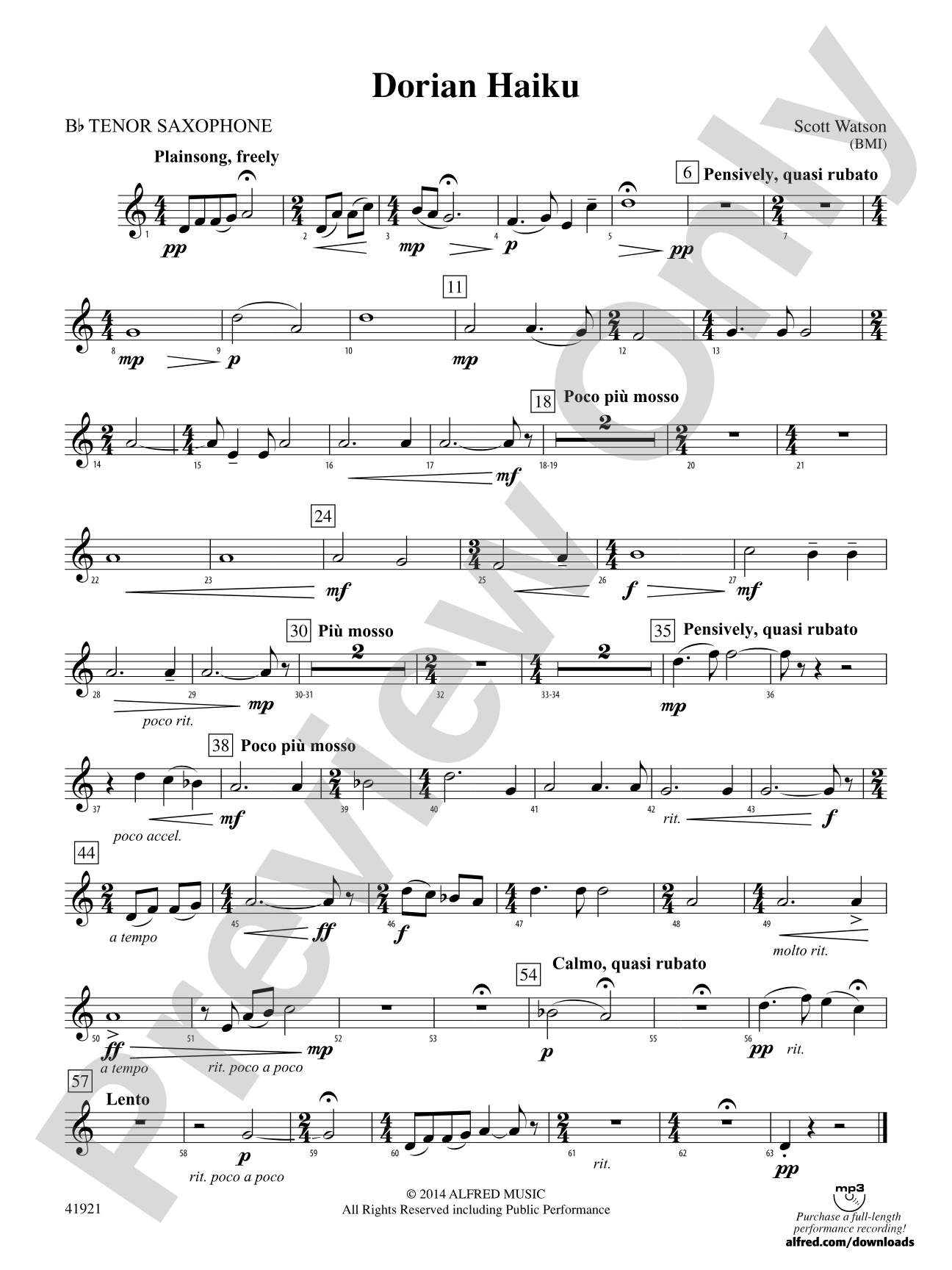 Dorian Haiku: B-flat Tenor Saxophone