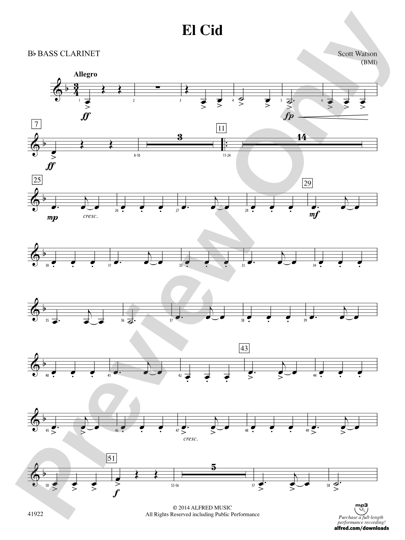 El Cid: B-flat Bass Clarinet