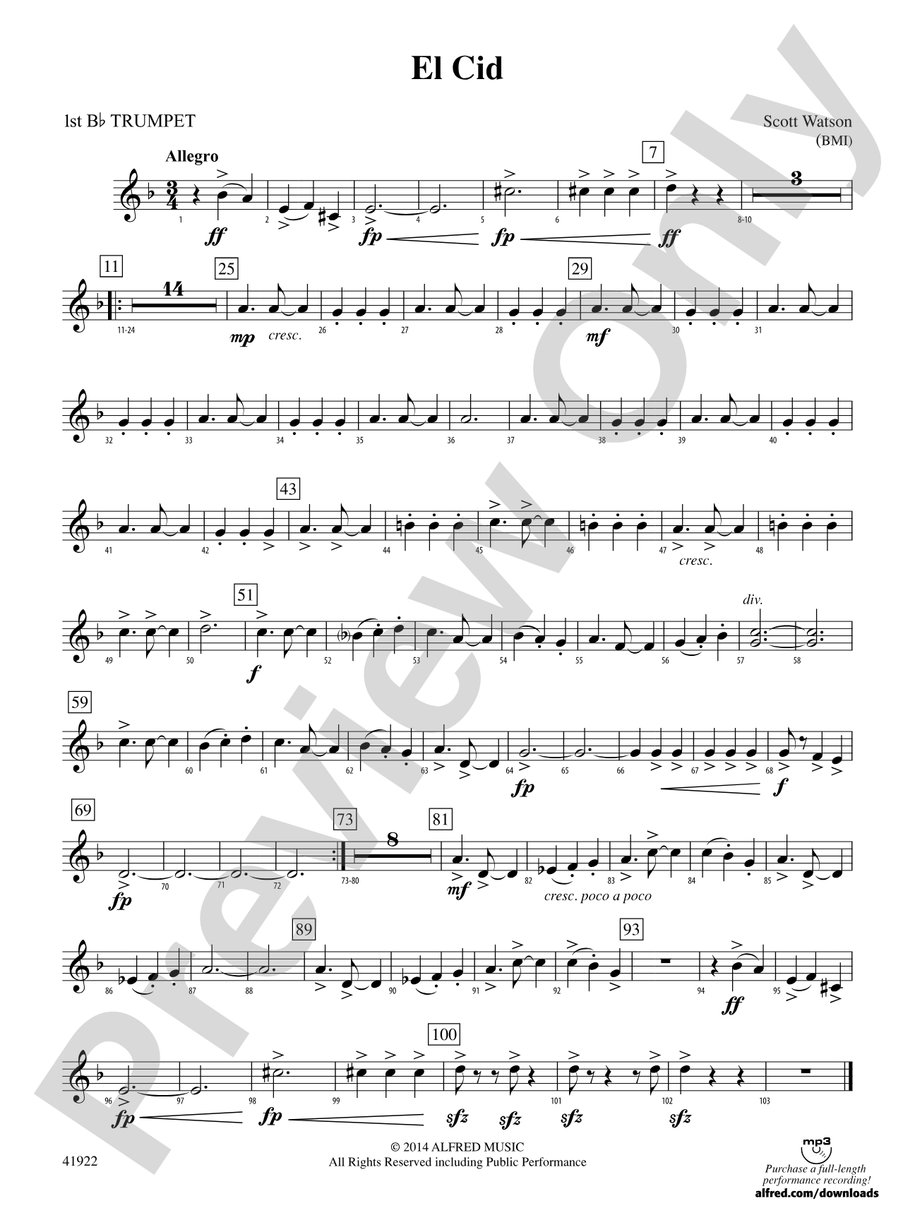El Cid: 1st B-flat Trumpet