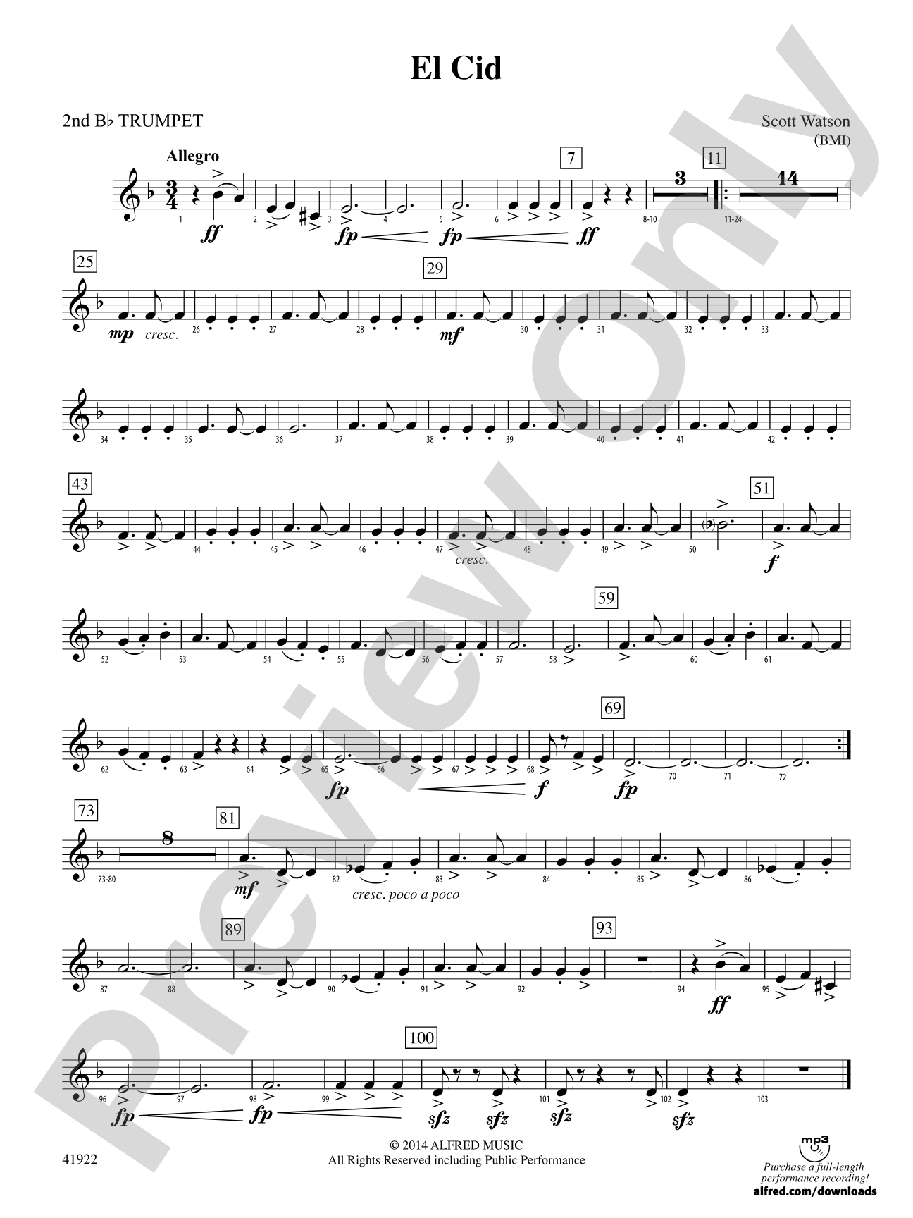 El Cid: 2nd B-flat Trumpet