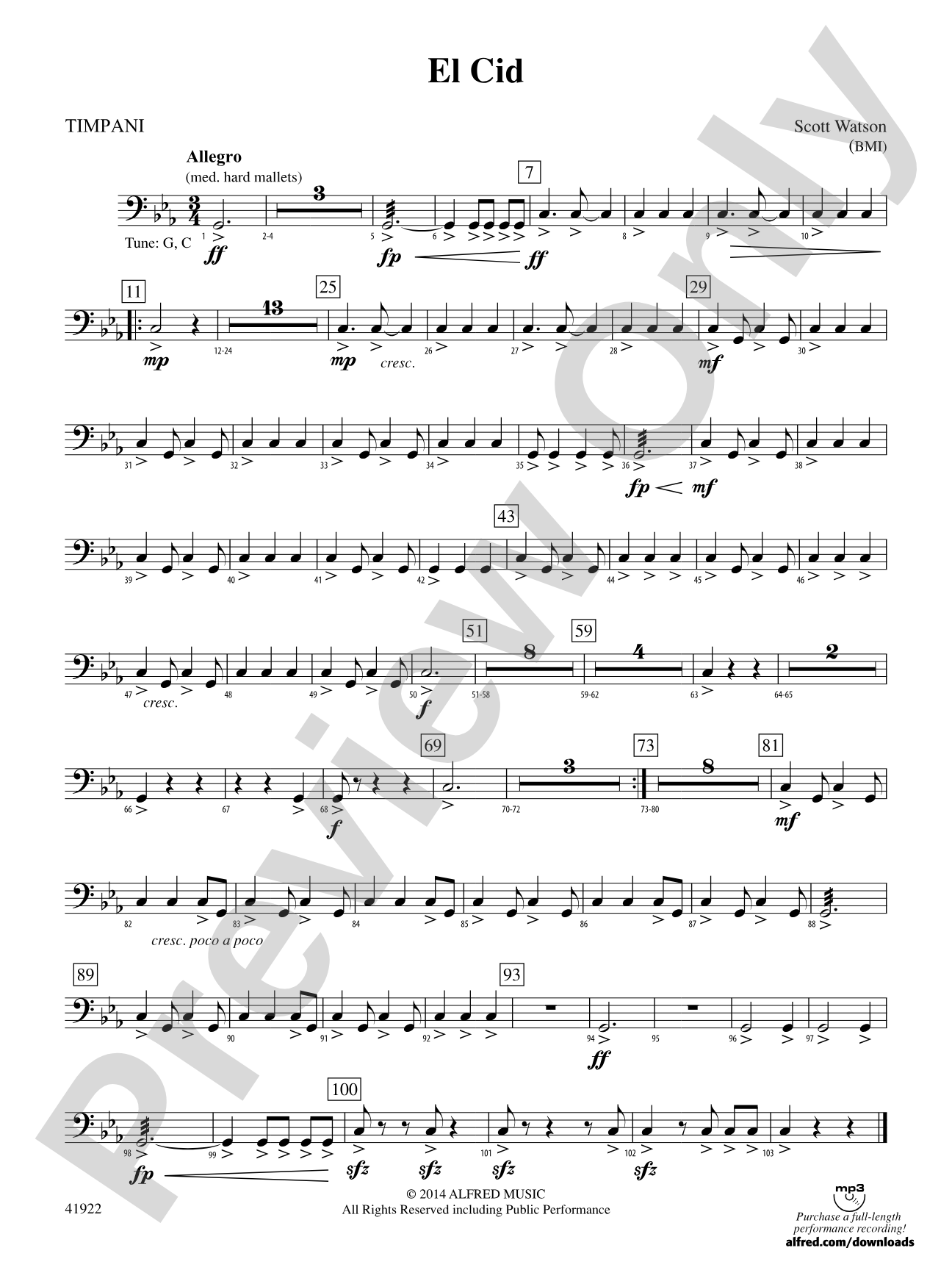 El Cid: Timpani