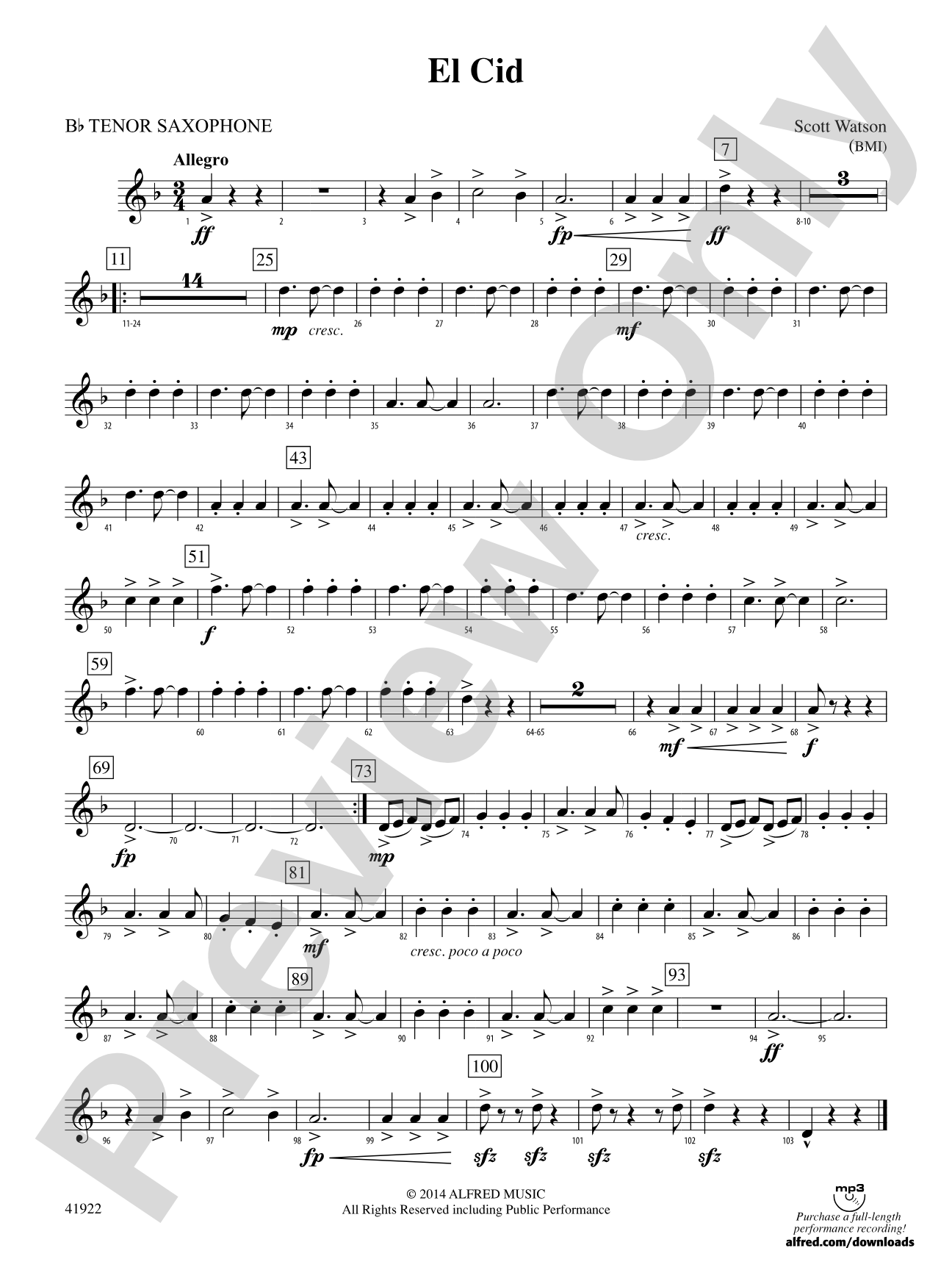 El Cid: B-flat Tenor Saxophone