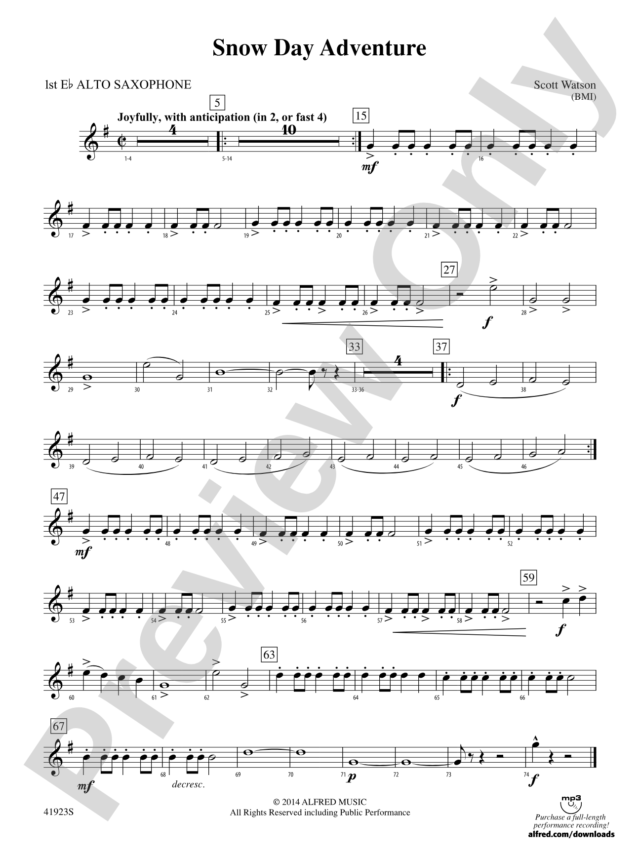 Snow Day Adventure: E-flat Alto Saxophone
