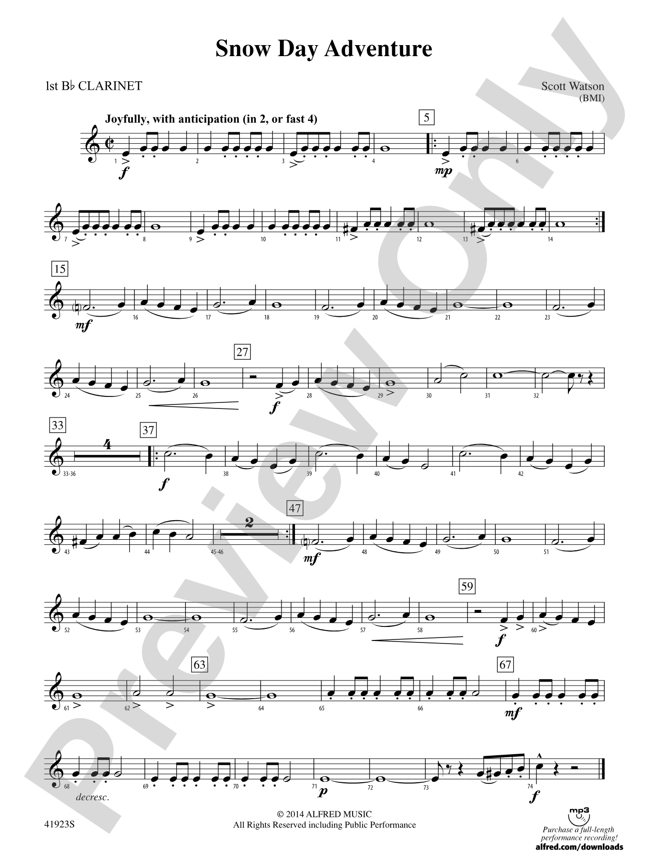 Snow Day Adventure: 1st B-flat Clarinet
