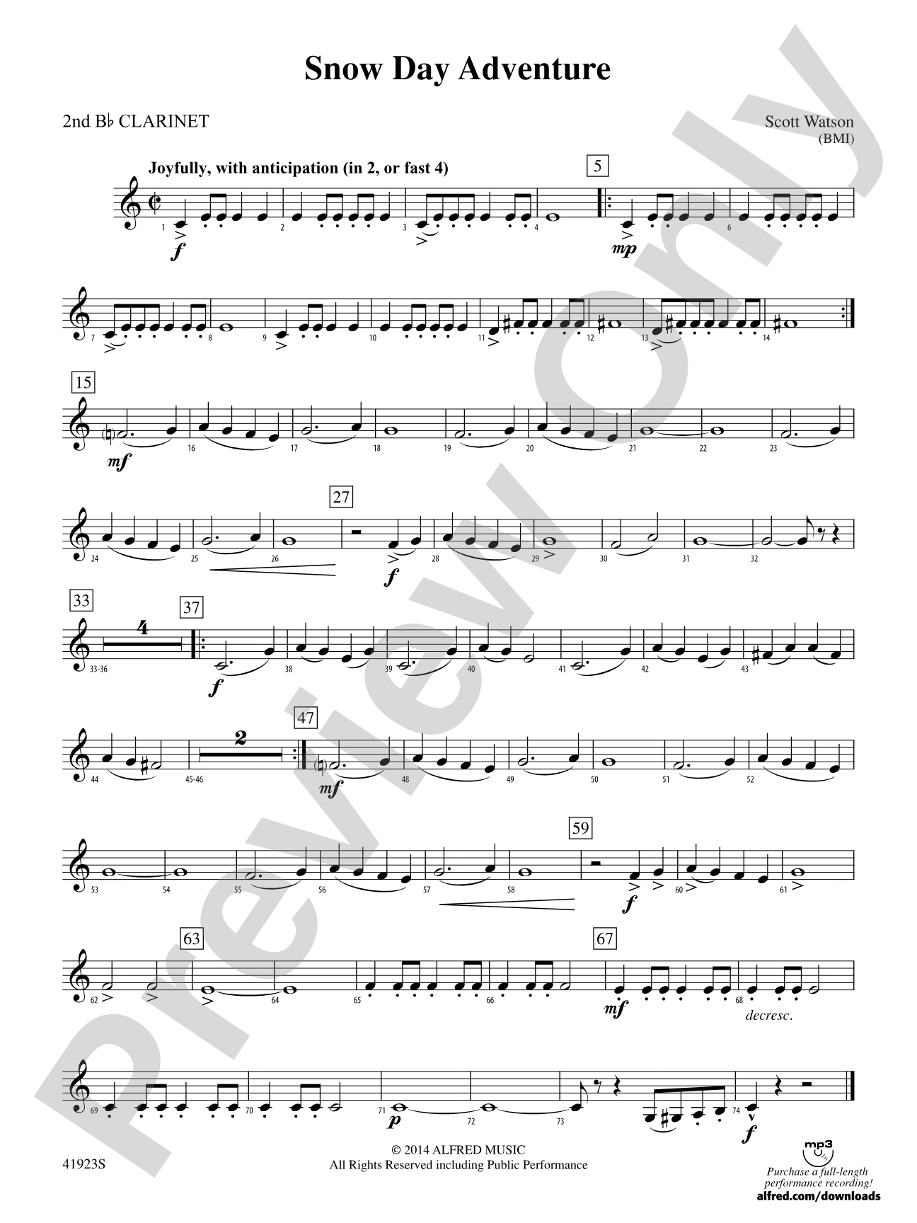 Snow Day Adventure: 2nd B-flat Clarinet