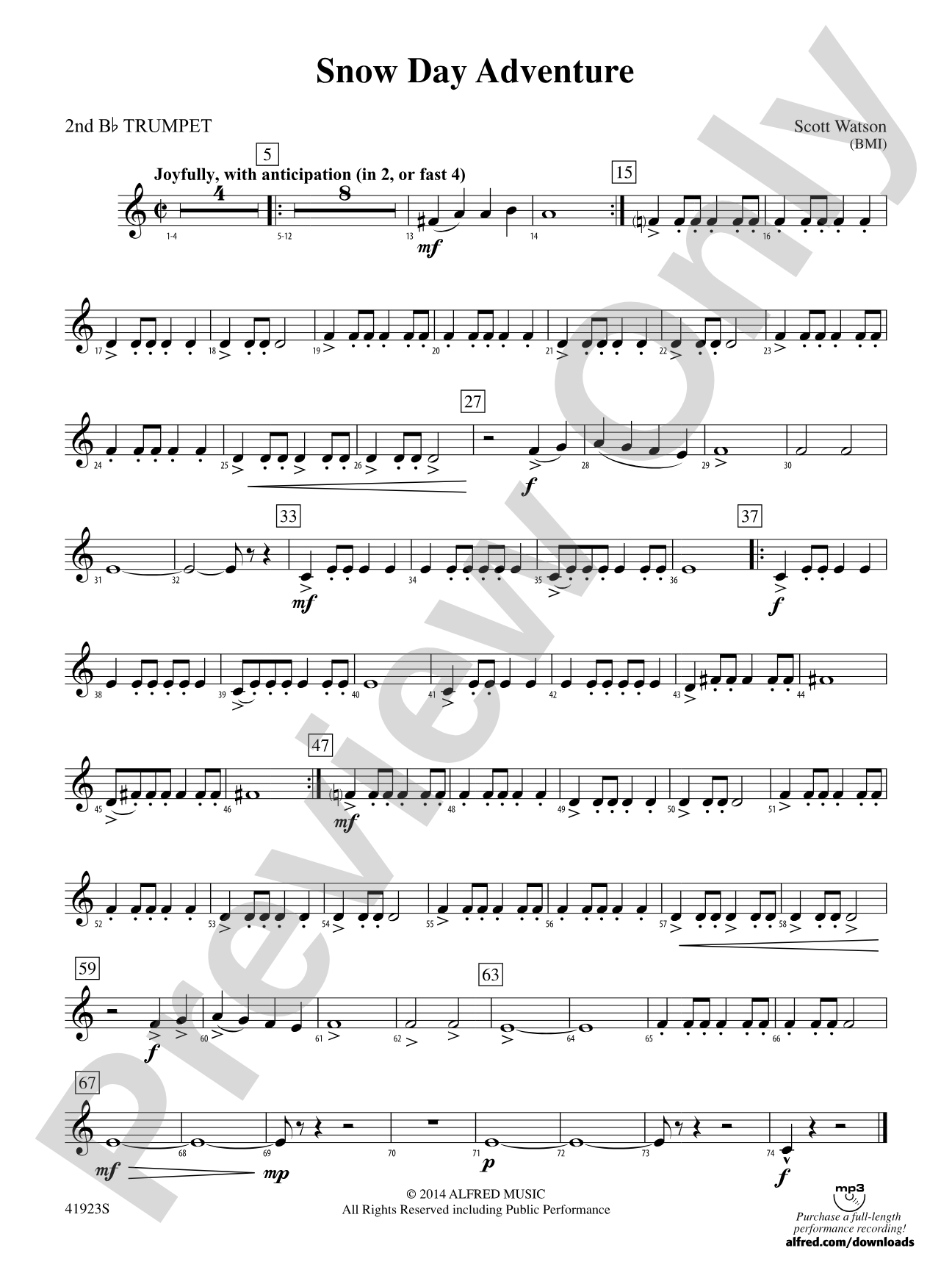 Snow Day Adventure: 2nd B-flat Trumpet