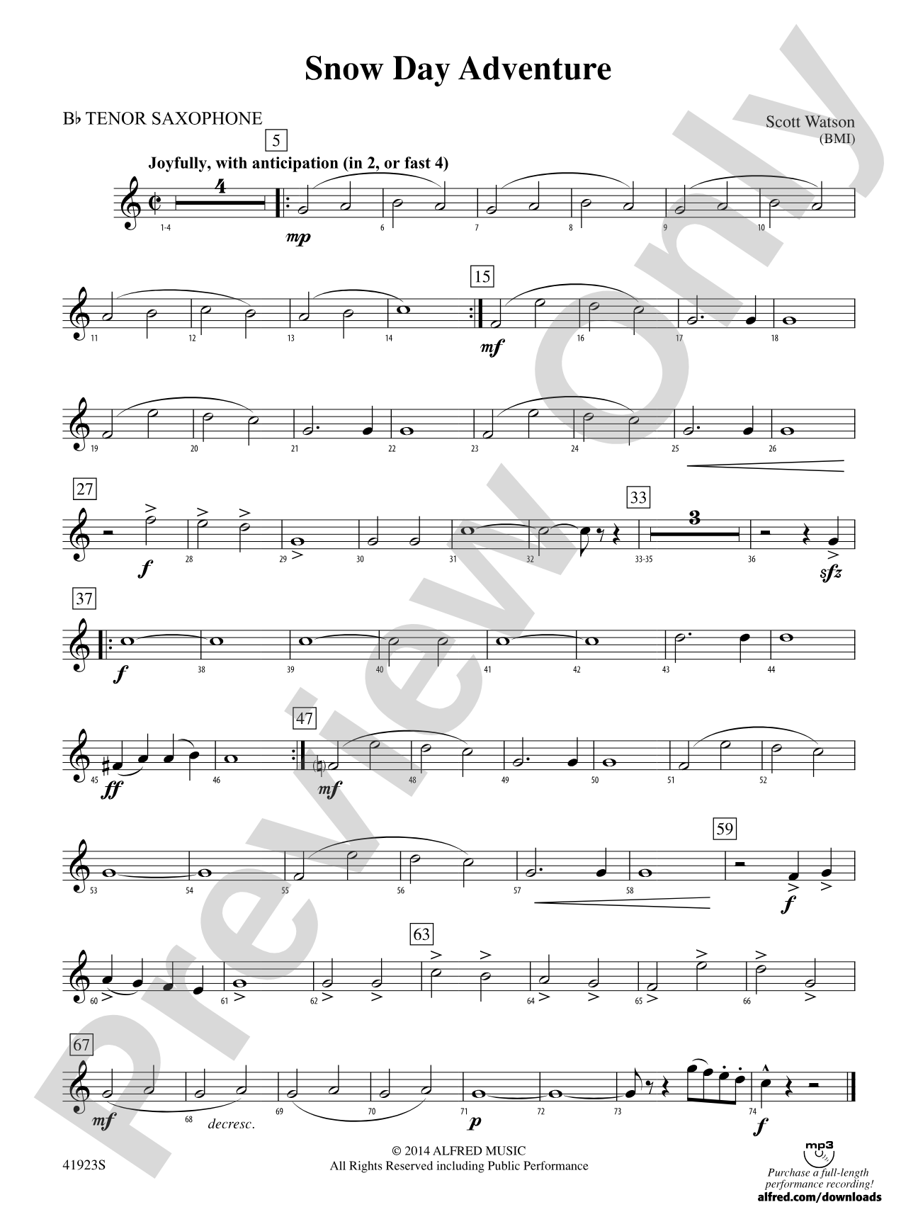 Snow Day Adventure: B-flat Tenor Saxophone