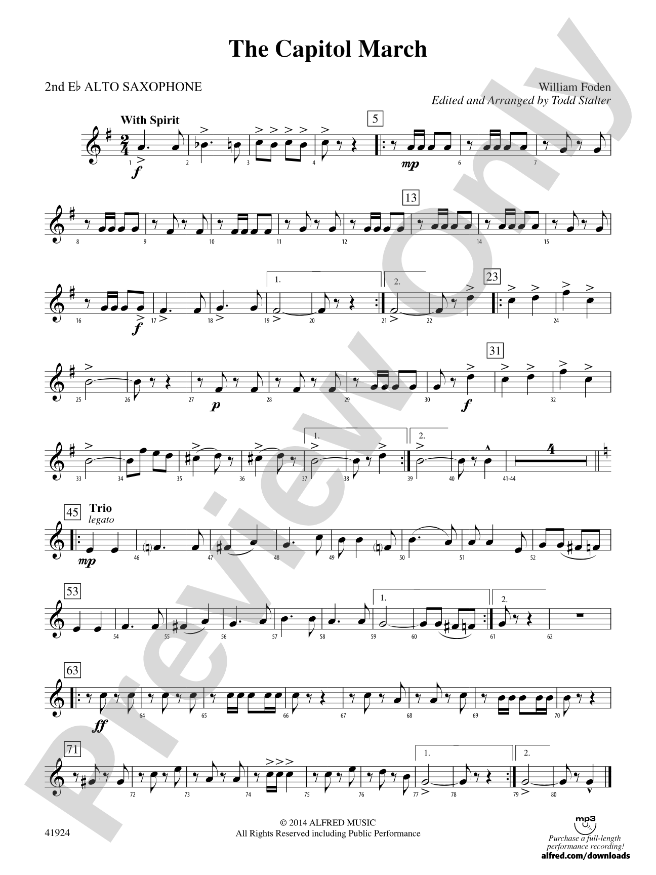 The Capitol March: 2nd E-flat Alto Saxophone