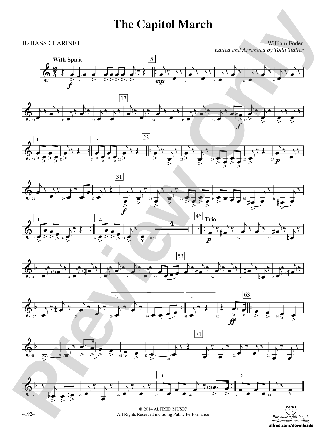The Capitol March: B-flat Bass Clarinet
