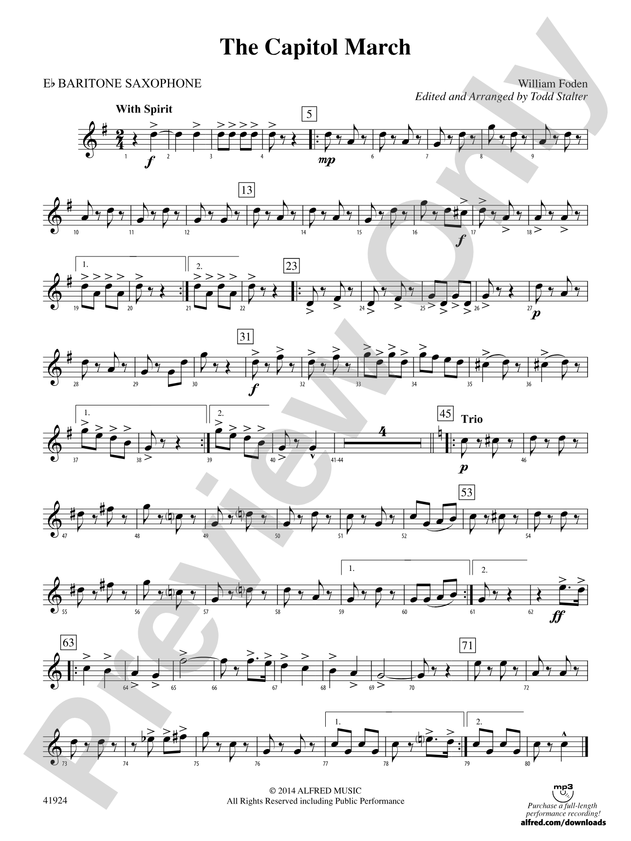 The Capitol March: E-flat Baritone Saxophone