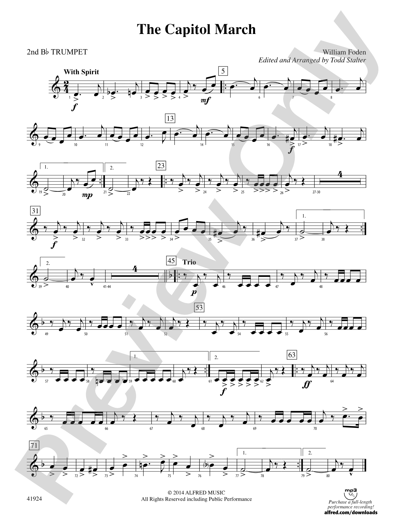 The Capitol March: 2nd B-flat Trumpet