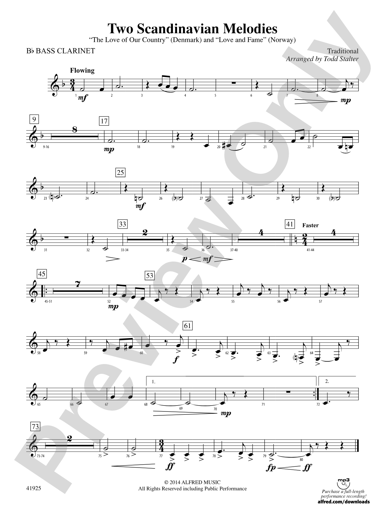Two Scandinavian Melodies: B-flat Bass Clarinet