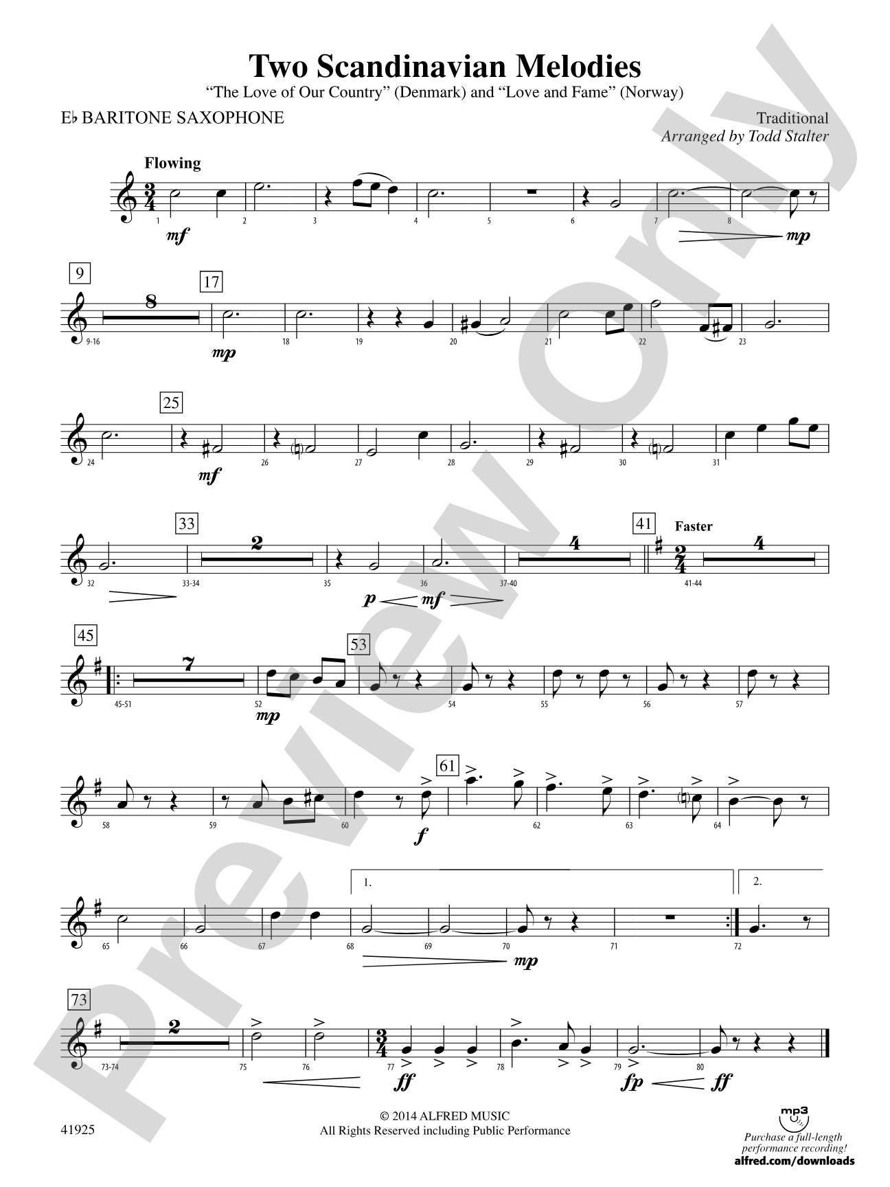 Two Scandinavian Melodies: E-flat Baritone Saxophone