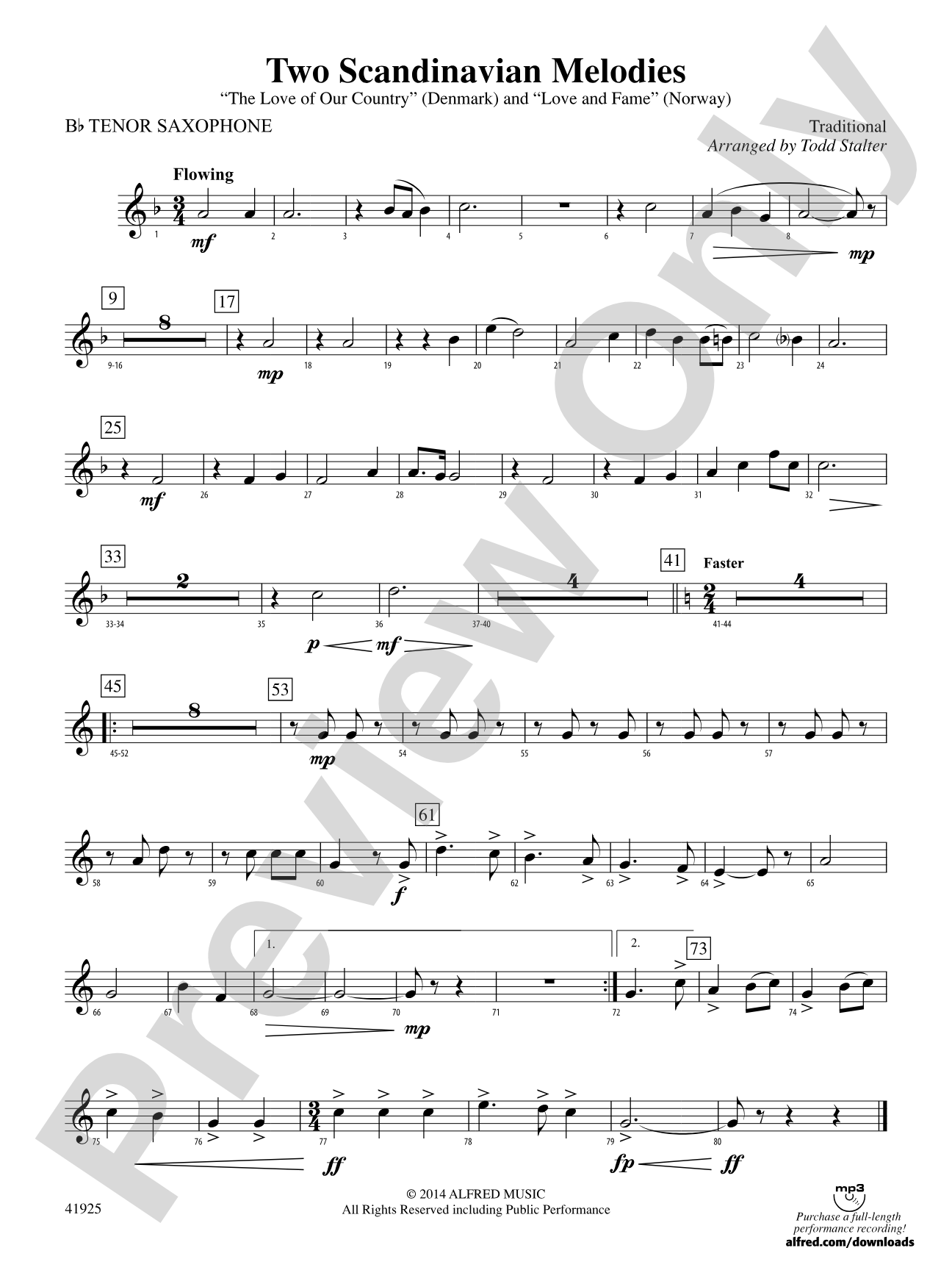 Two Scandinavian Melodies: B-flat Tenor Saxophone