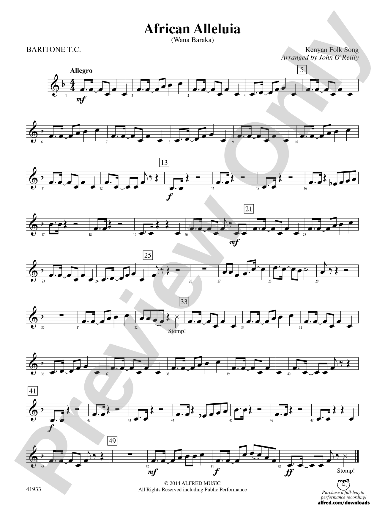 African Alleluia: Baritone T.C.