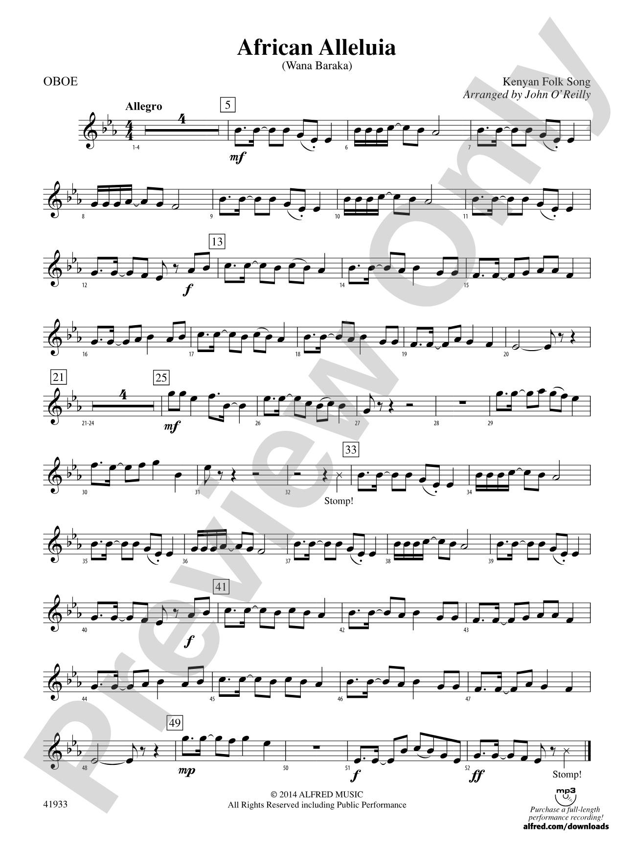 African Alleluia: Oboe