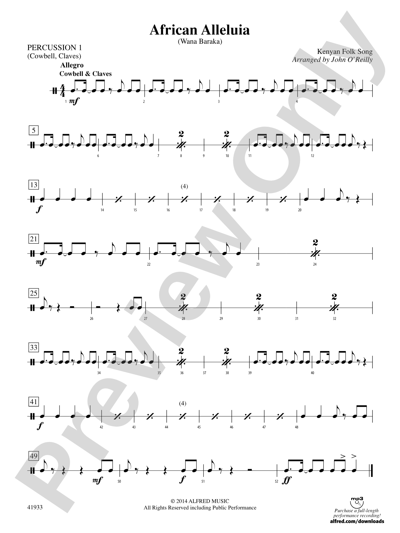 African Alleluia: 1st Percussion
