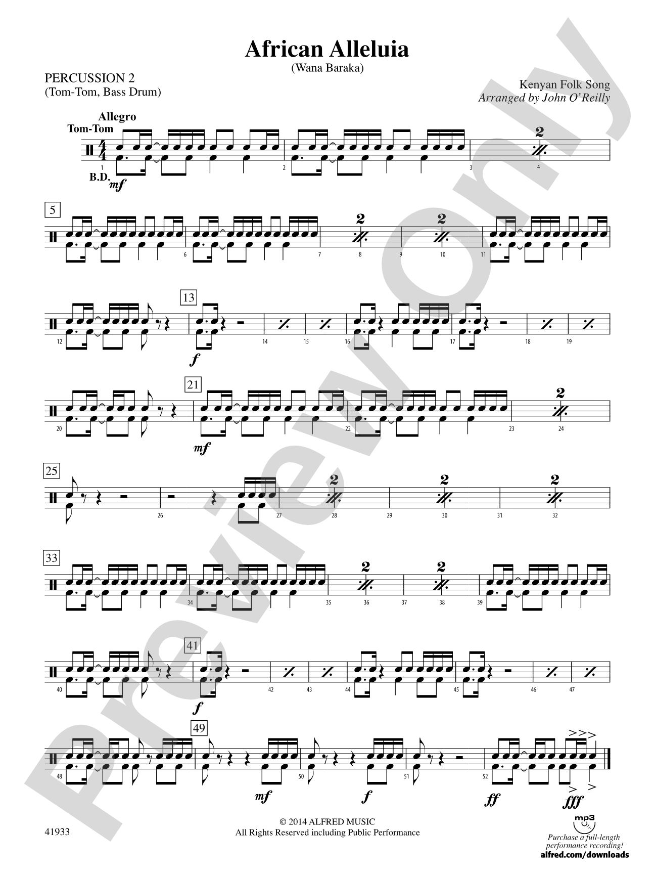African Alleluia: 2nd Percussion
